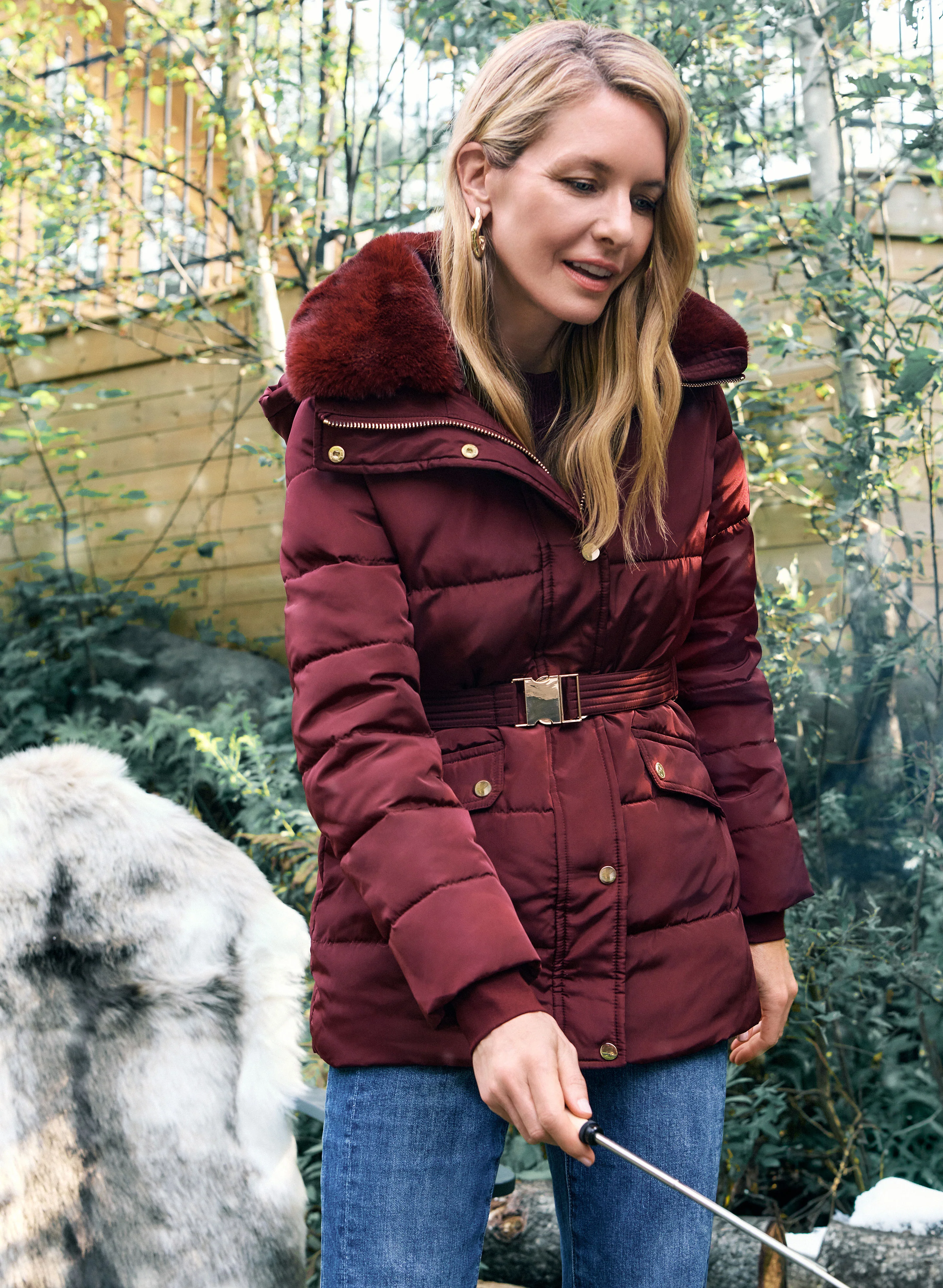 Removable Faux Fur Collar Coat - Image 2