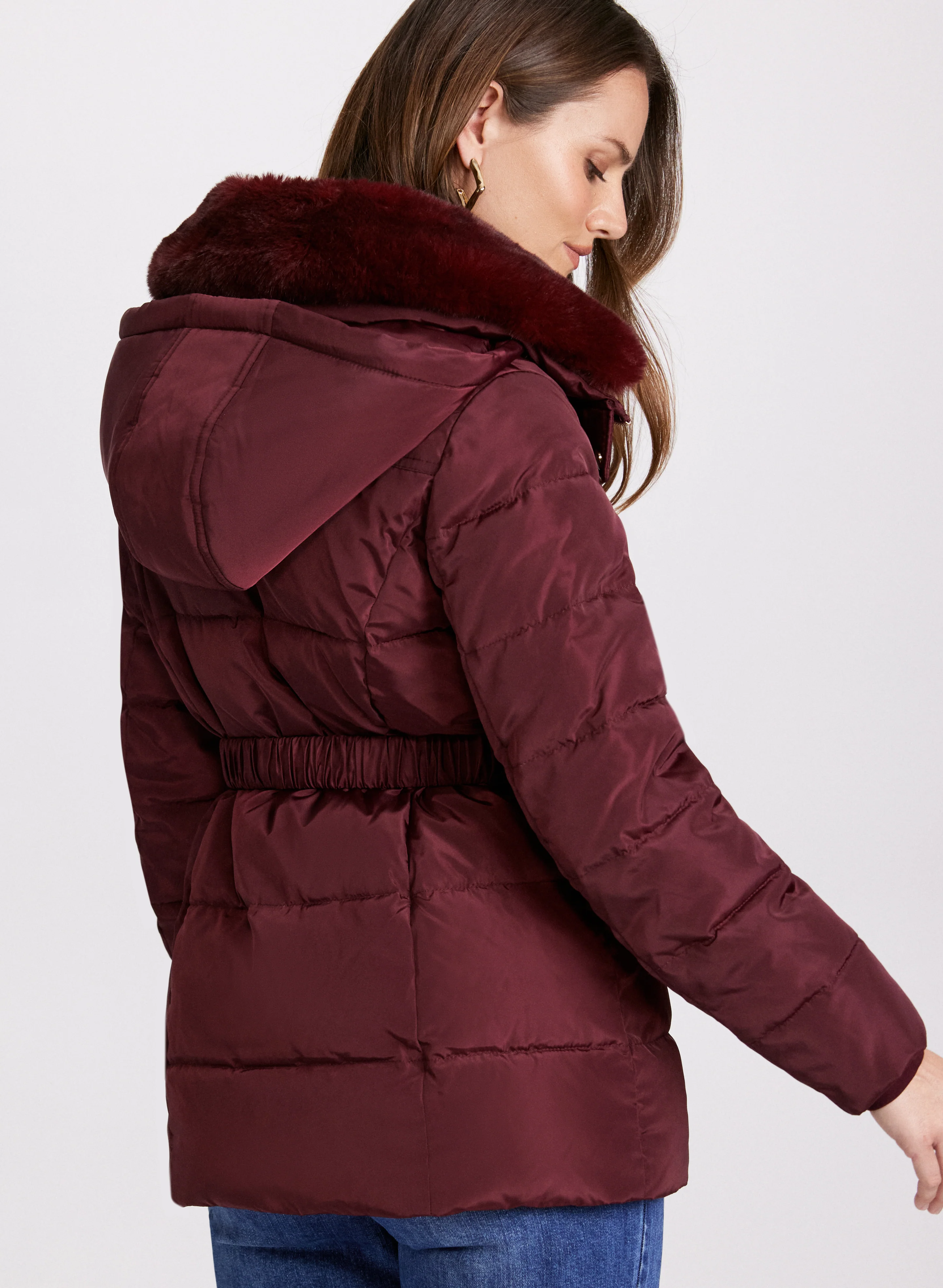 Removable Faux Fur Collar Coat - Image 3