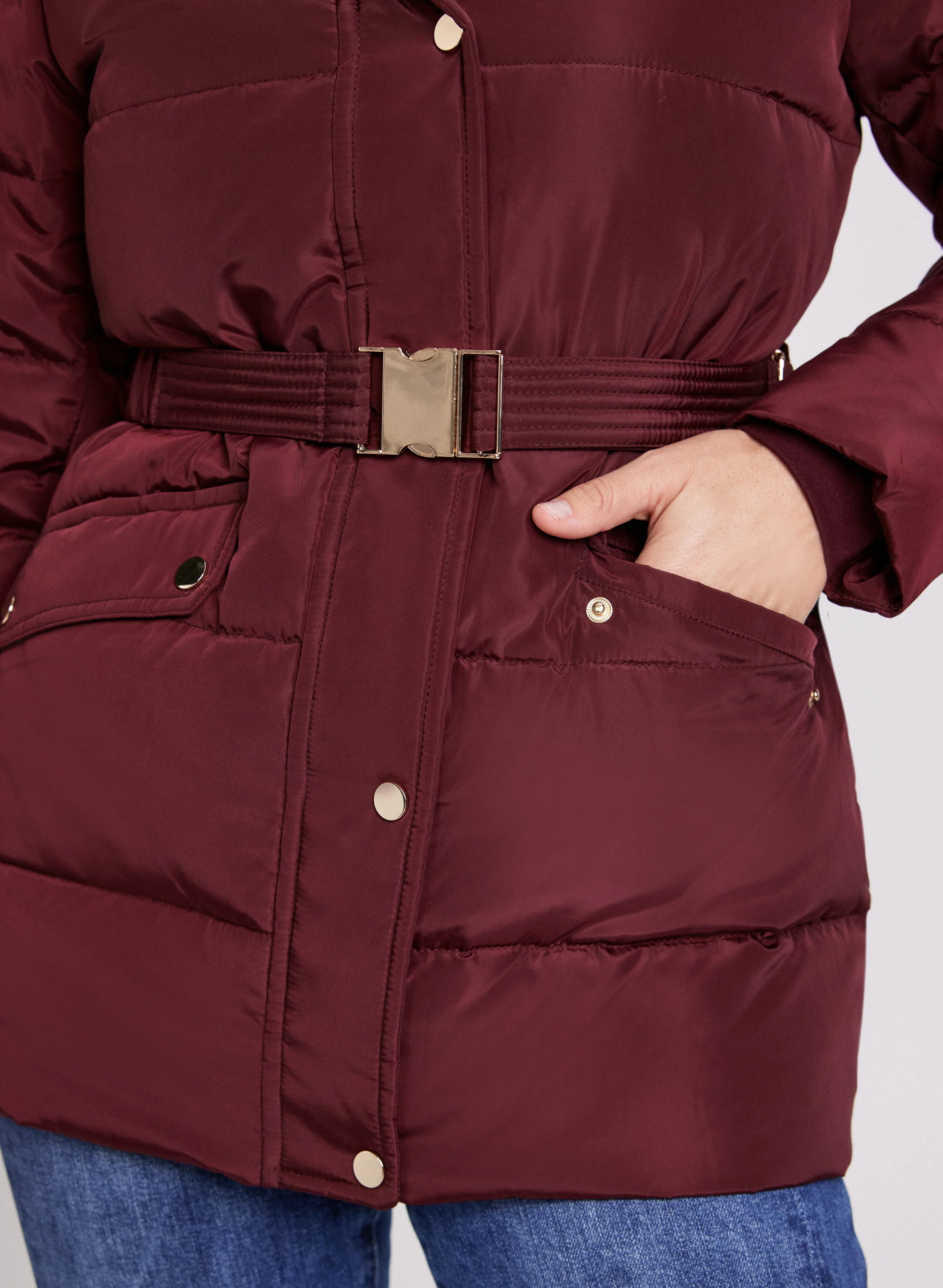 Removable Faux Fur Collar Coat - Image 5