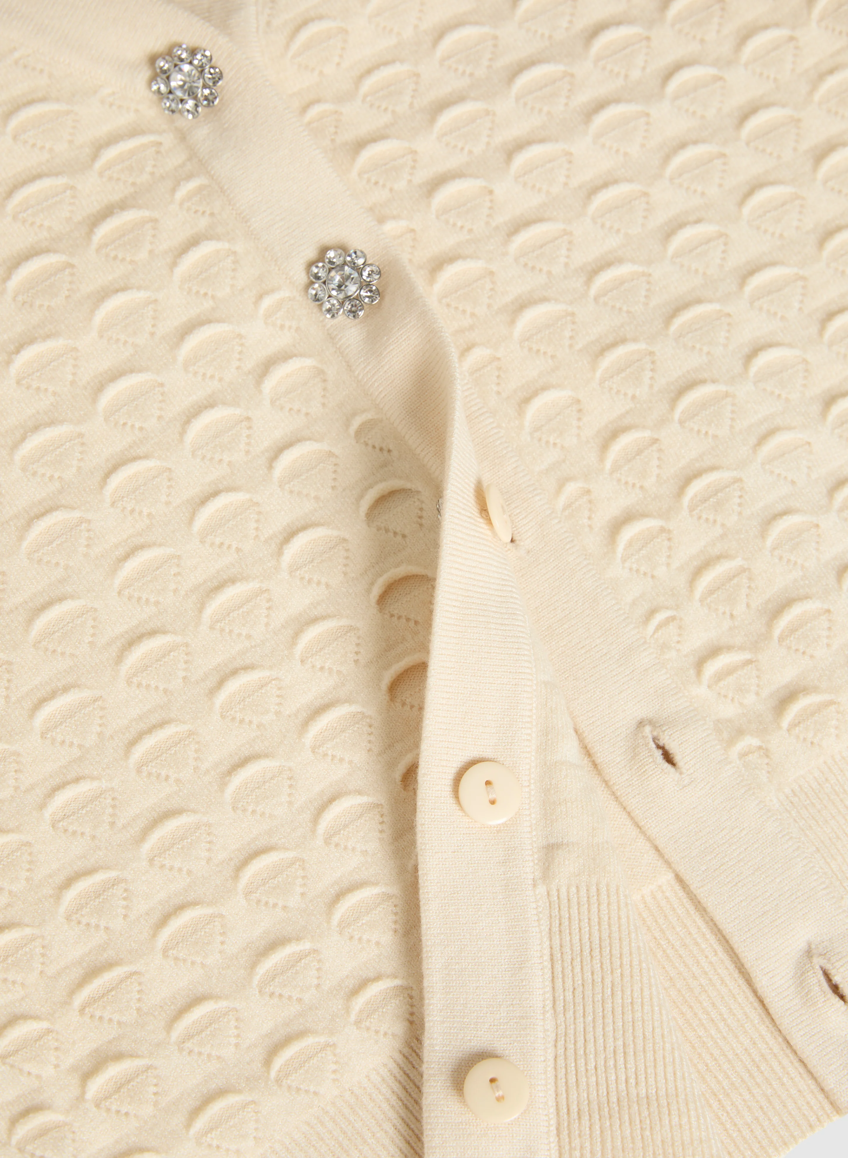Rhinestone Button Stitch Detail Cardigan - Image 7