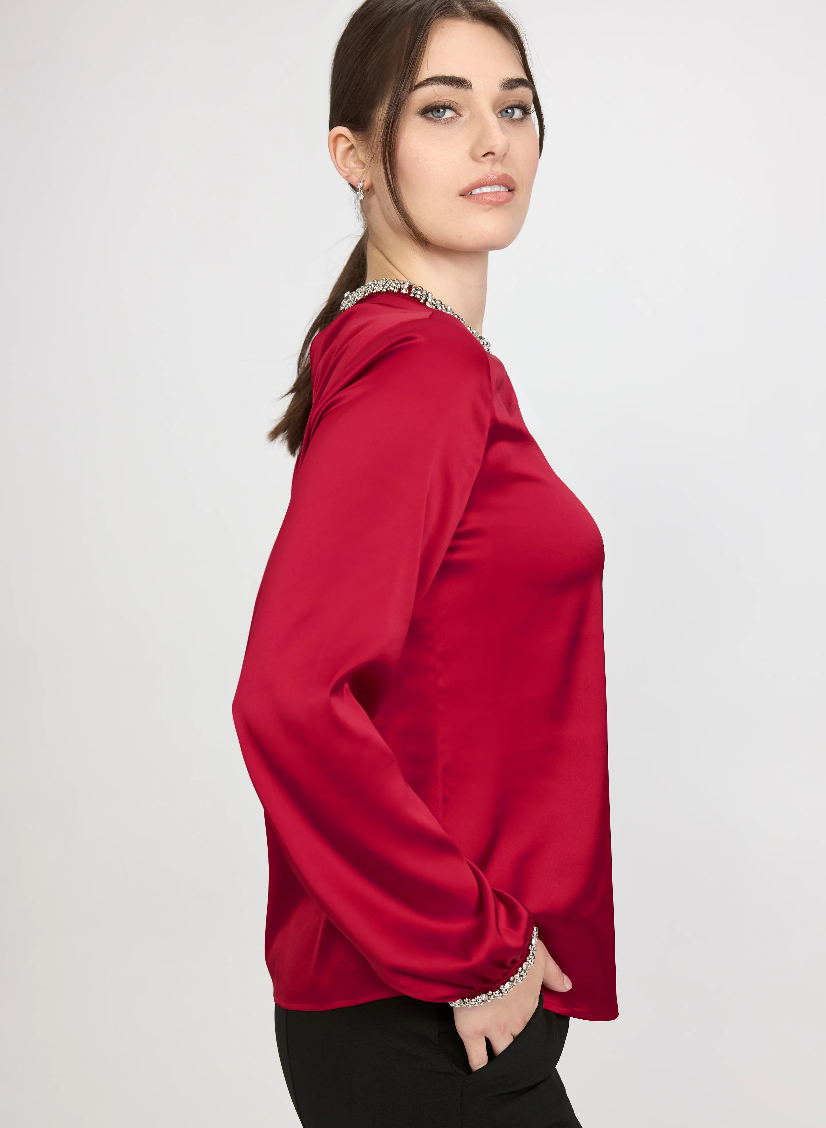Rhinestone Detail Blouse - Image 2