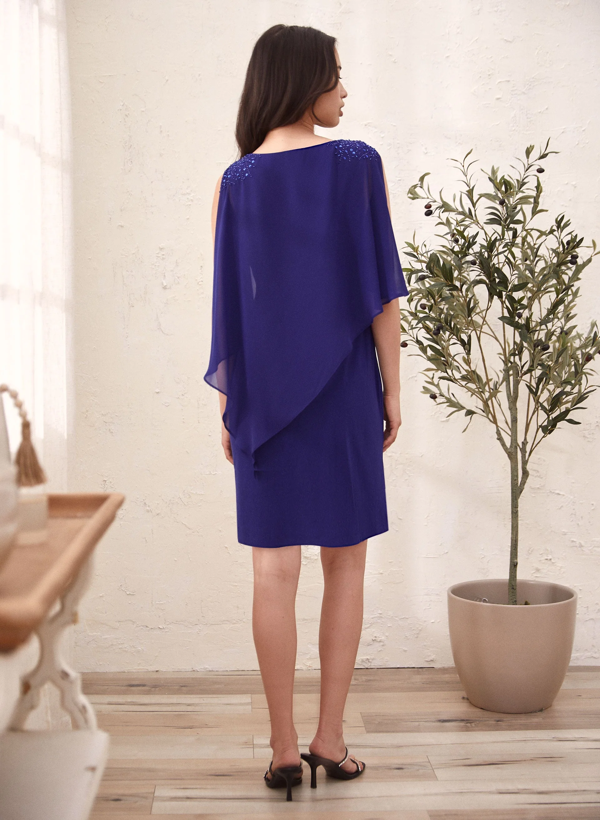Rhinestone Detail Poncho Dress - Image 3