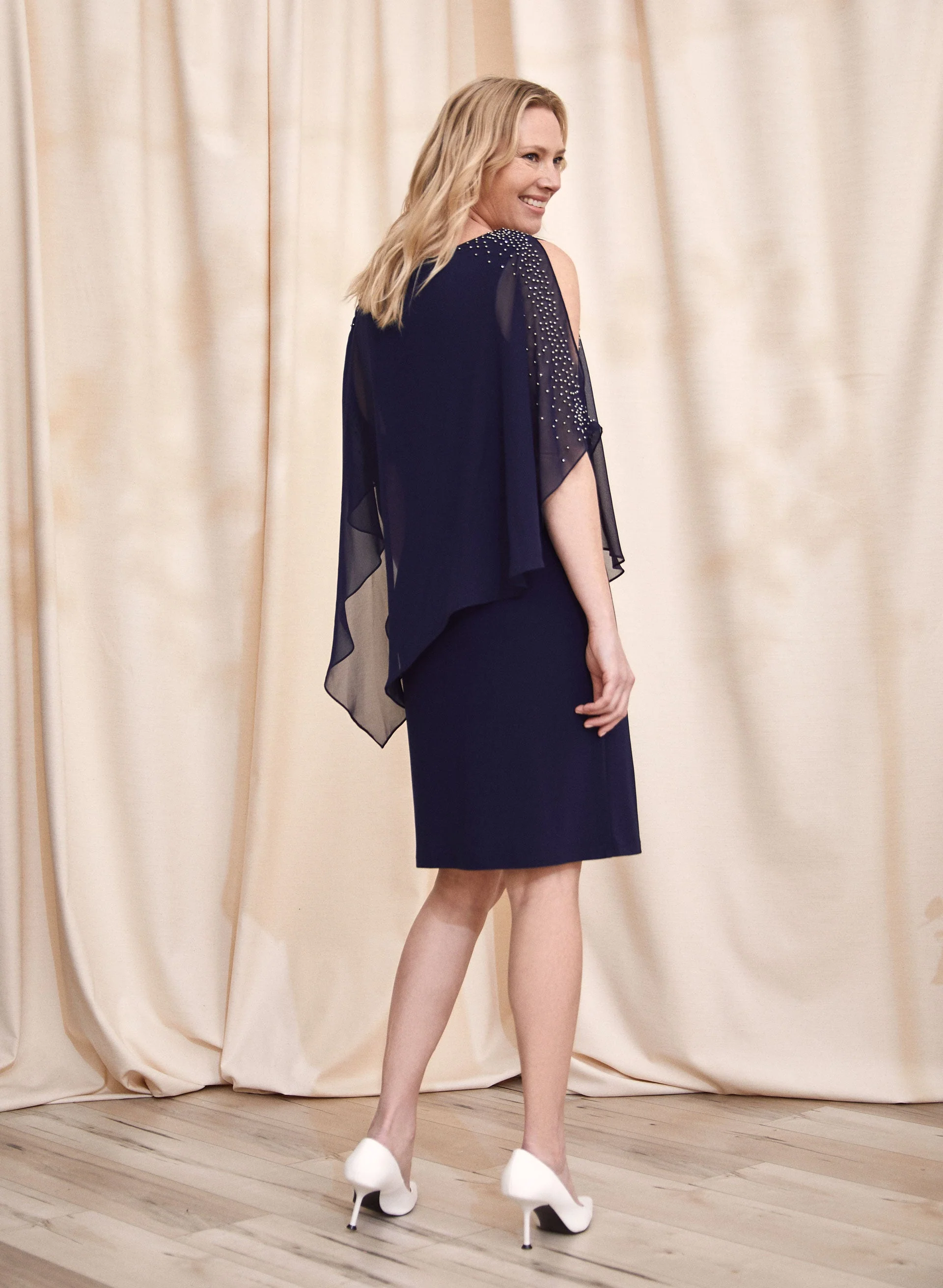 Rhinestone Detail Poncho Dress - Image 3