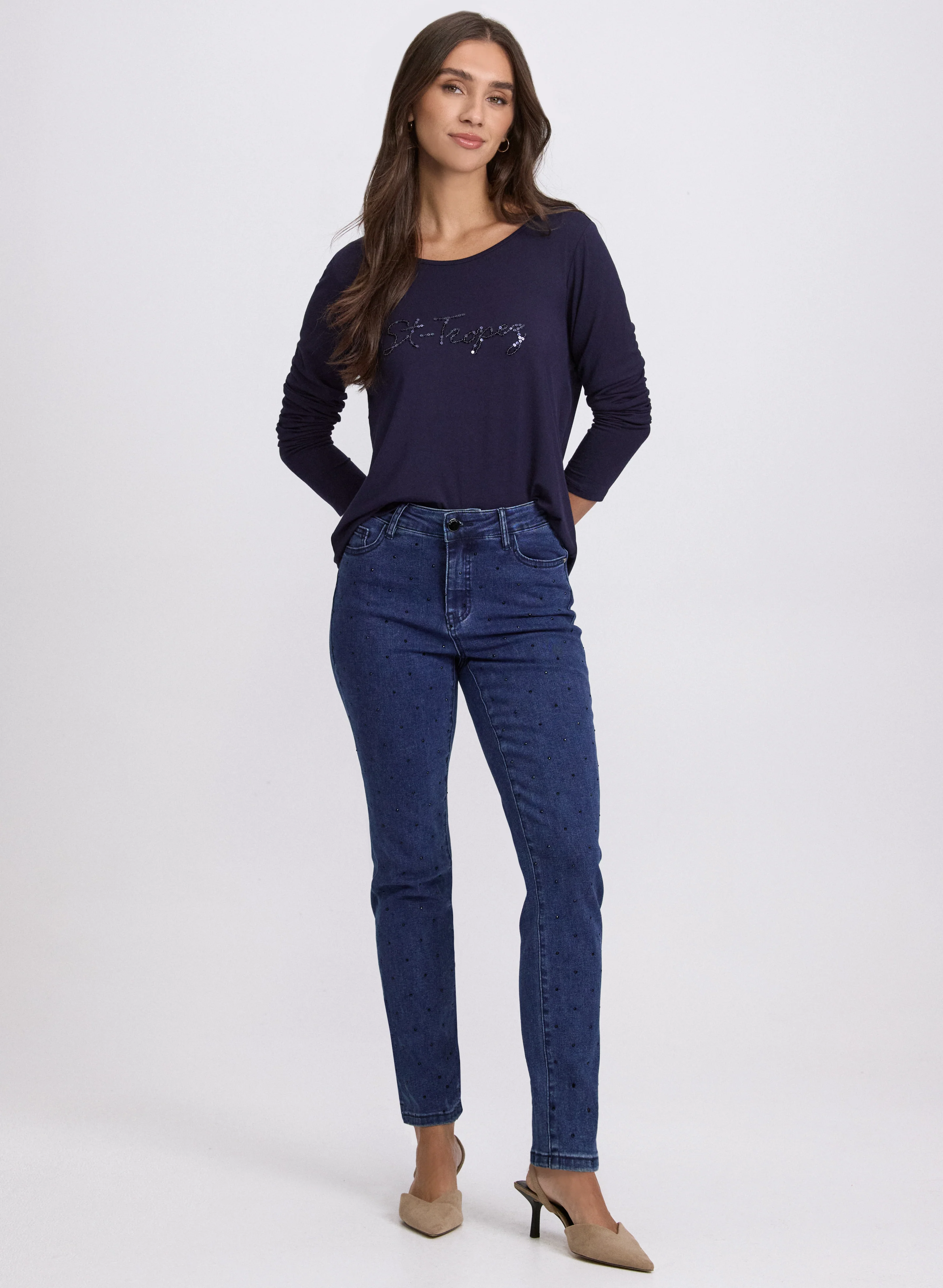 Rhinestone Embellished Jeans - Image 3