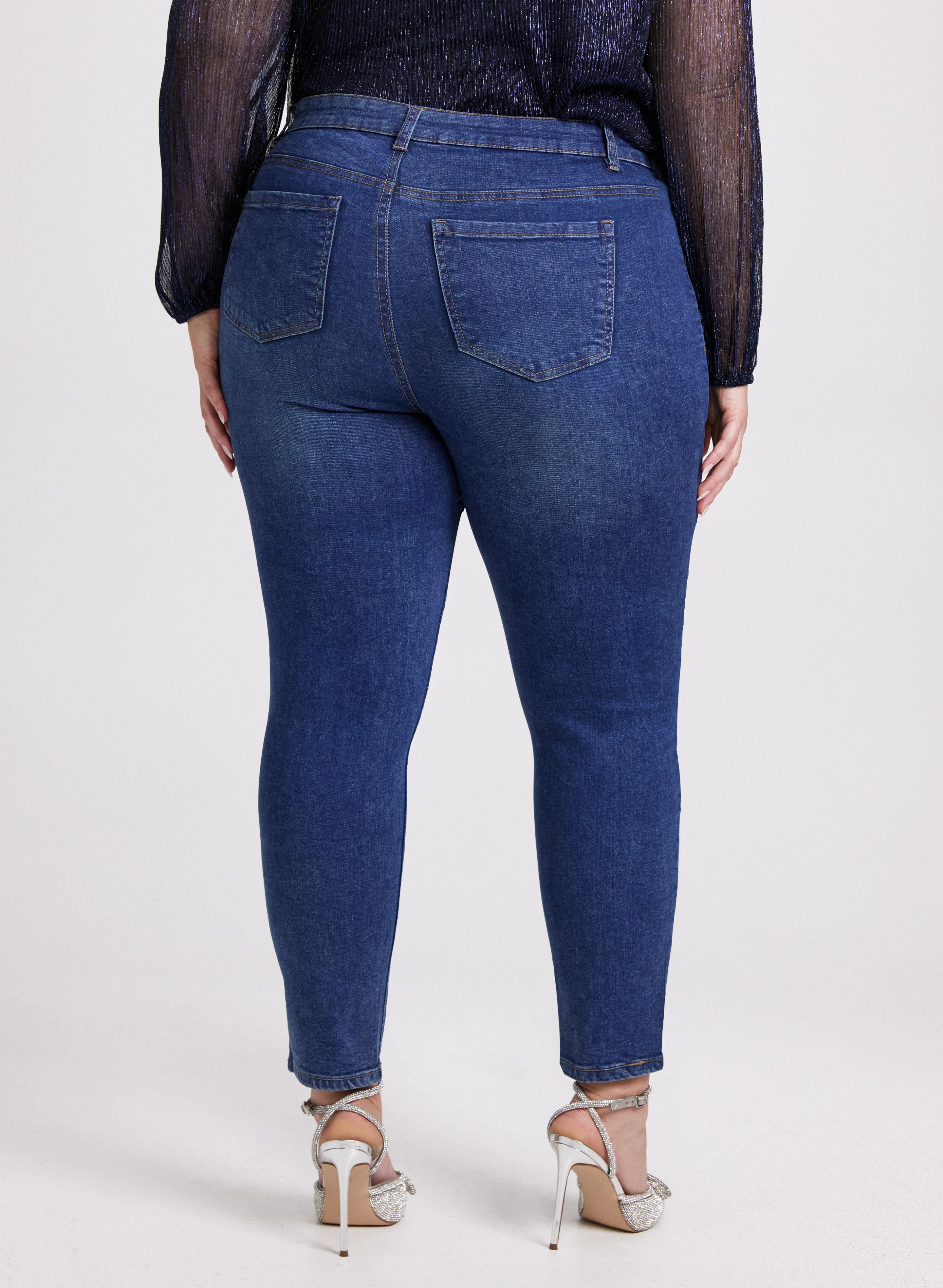 Rhinestone Embellished Slim Leg Jeans - Image 9