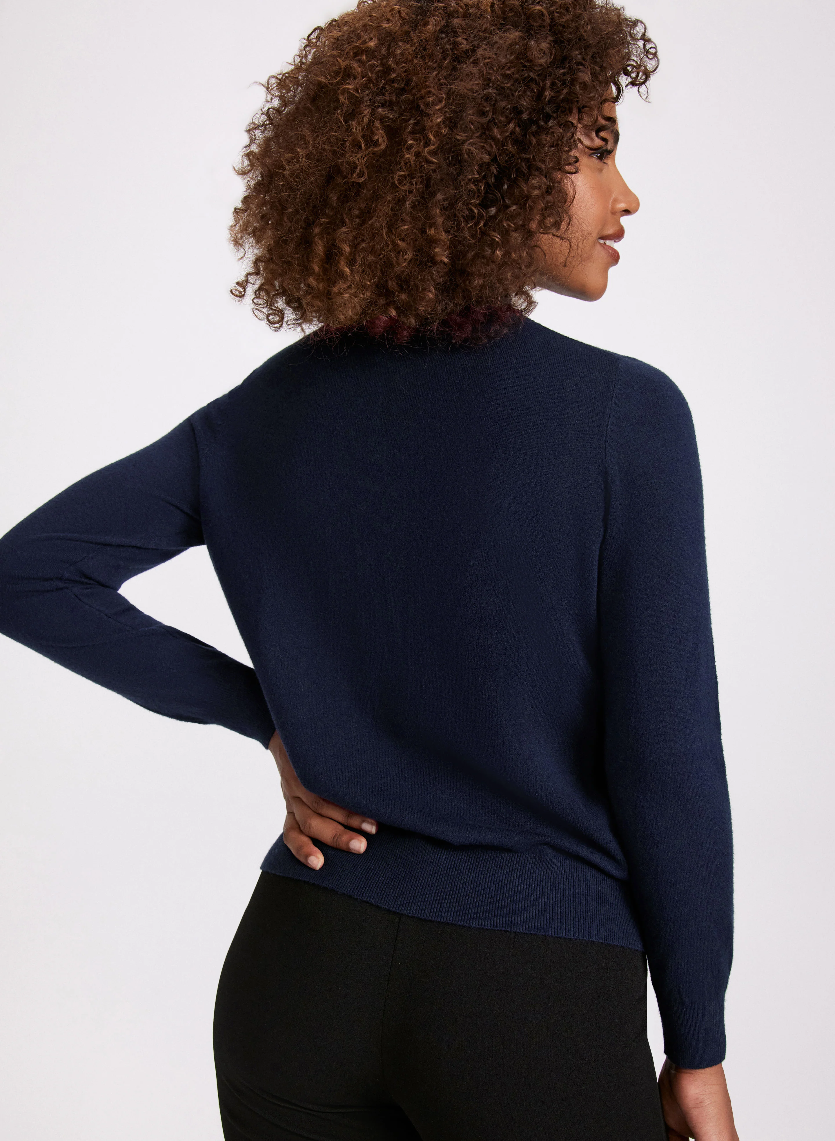 Rhinestone Mock Neck Sweater - Image 4