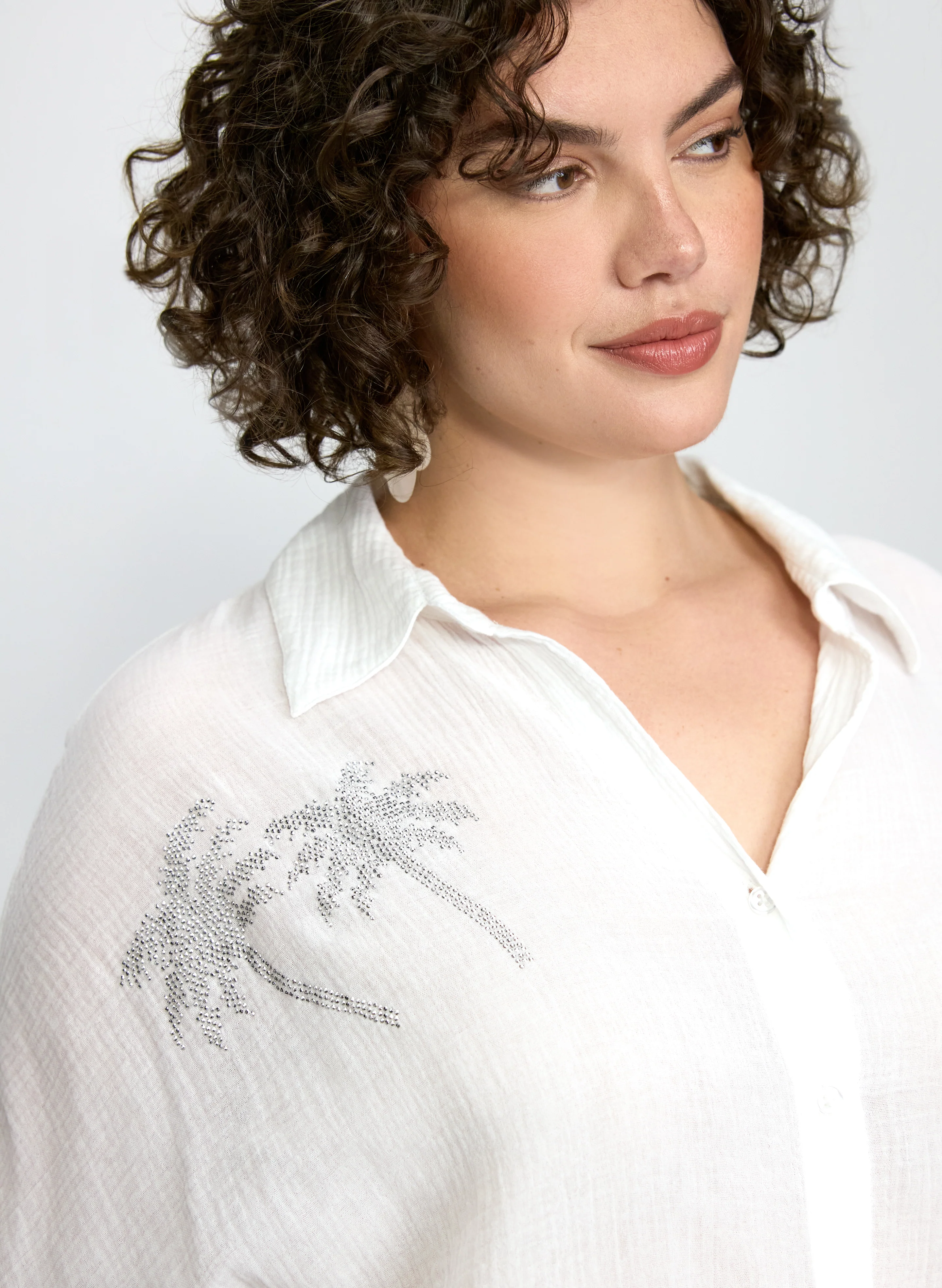 Rhinestone Palm Print Blouse - Image 3