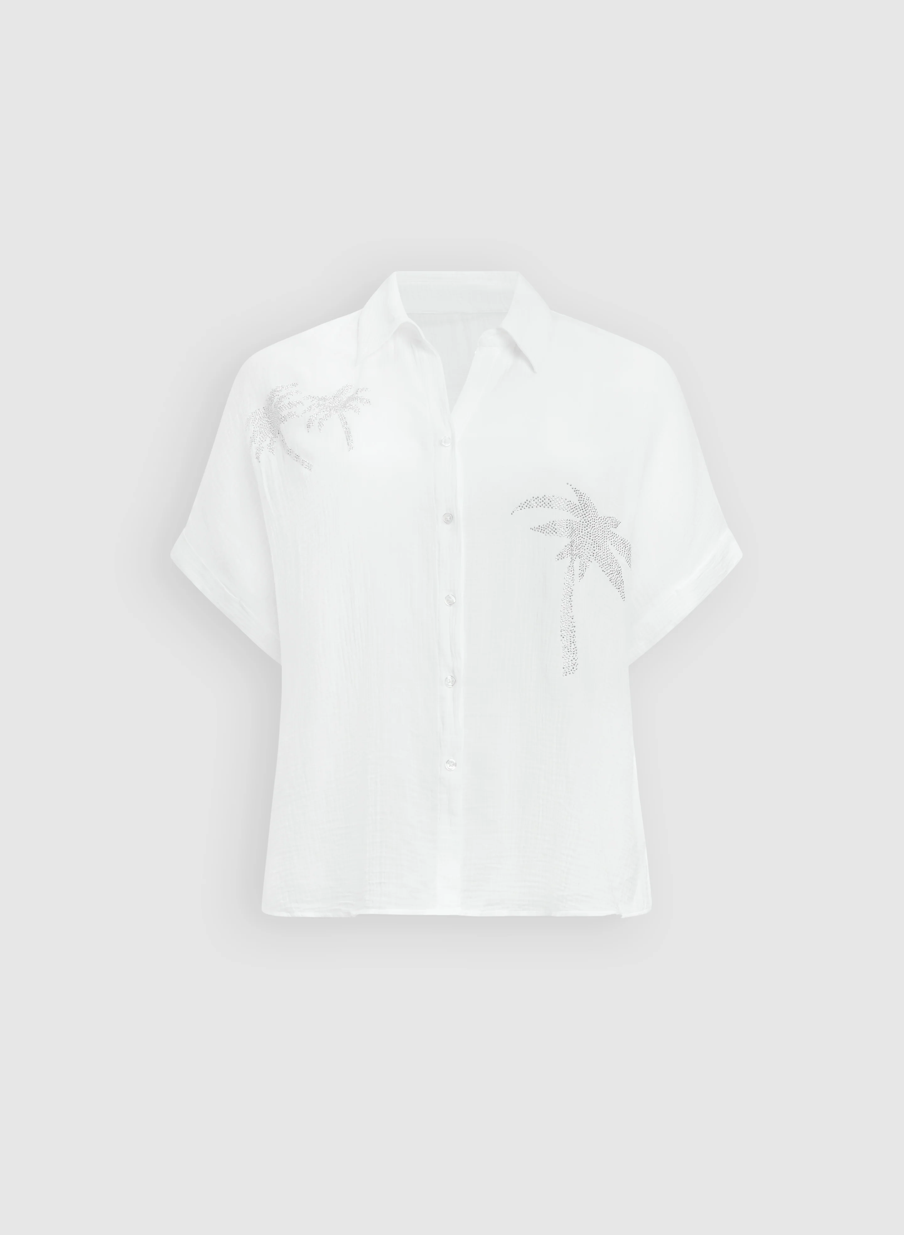 Rhinestone Palm Print Blouse - Image 6
