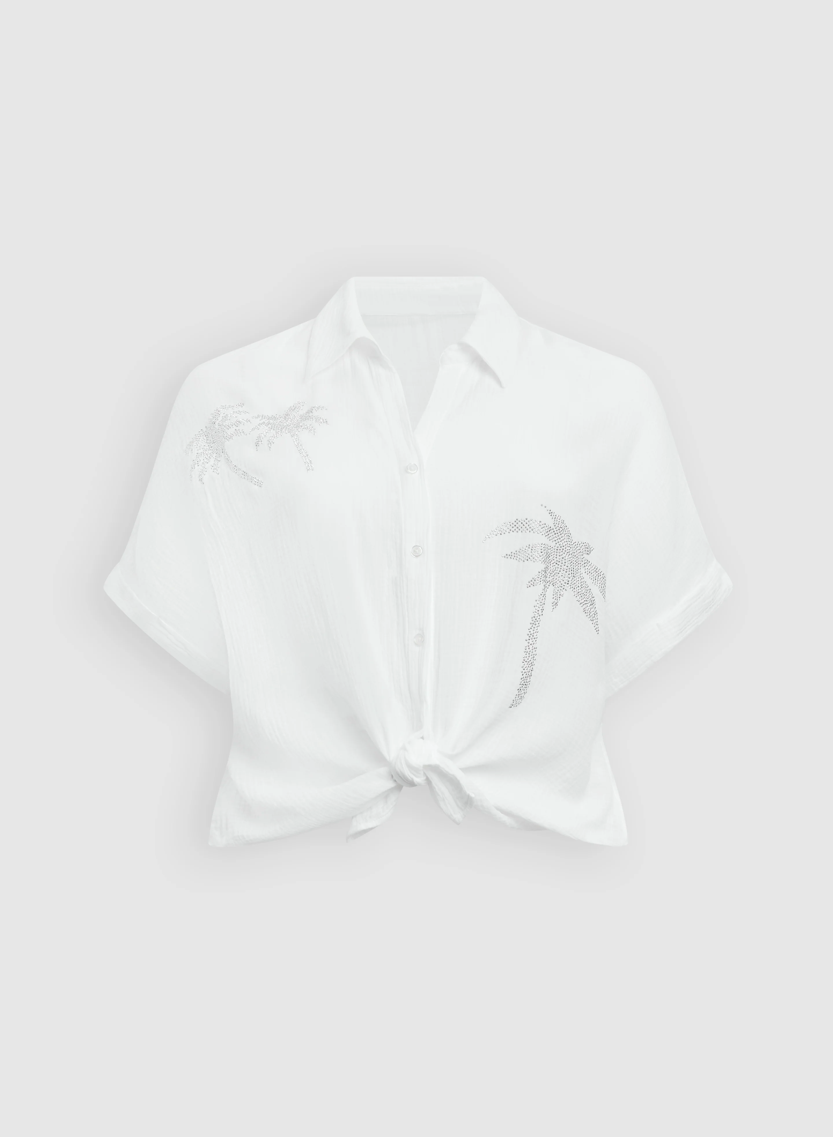 Rhinestone Palm Print Blouse - Image 8