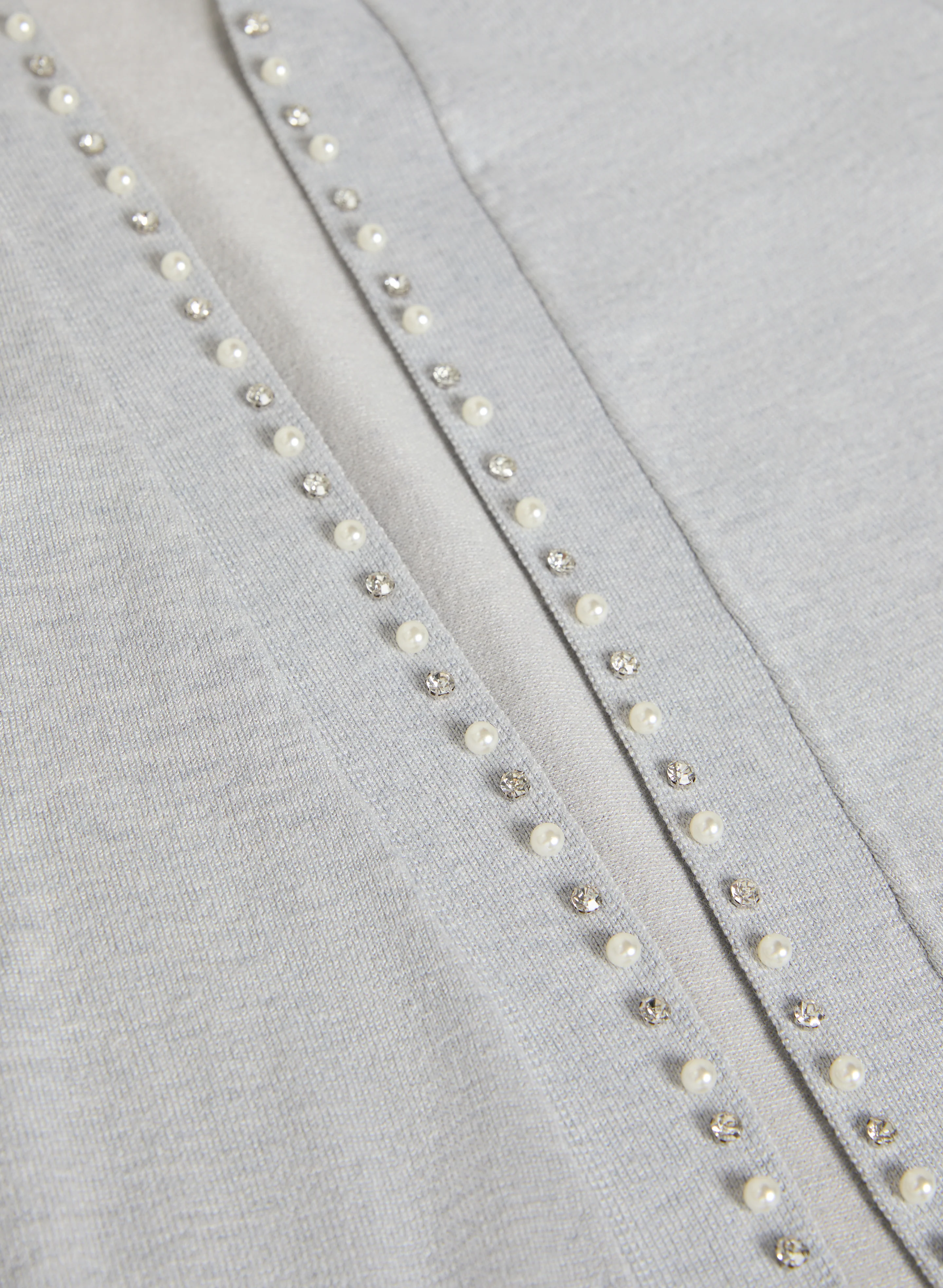 Rhinestone & Pearl Detail Cardigan - Image 7