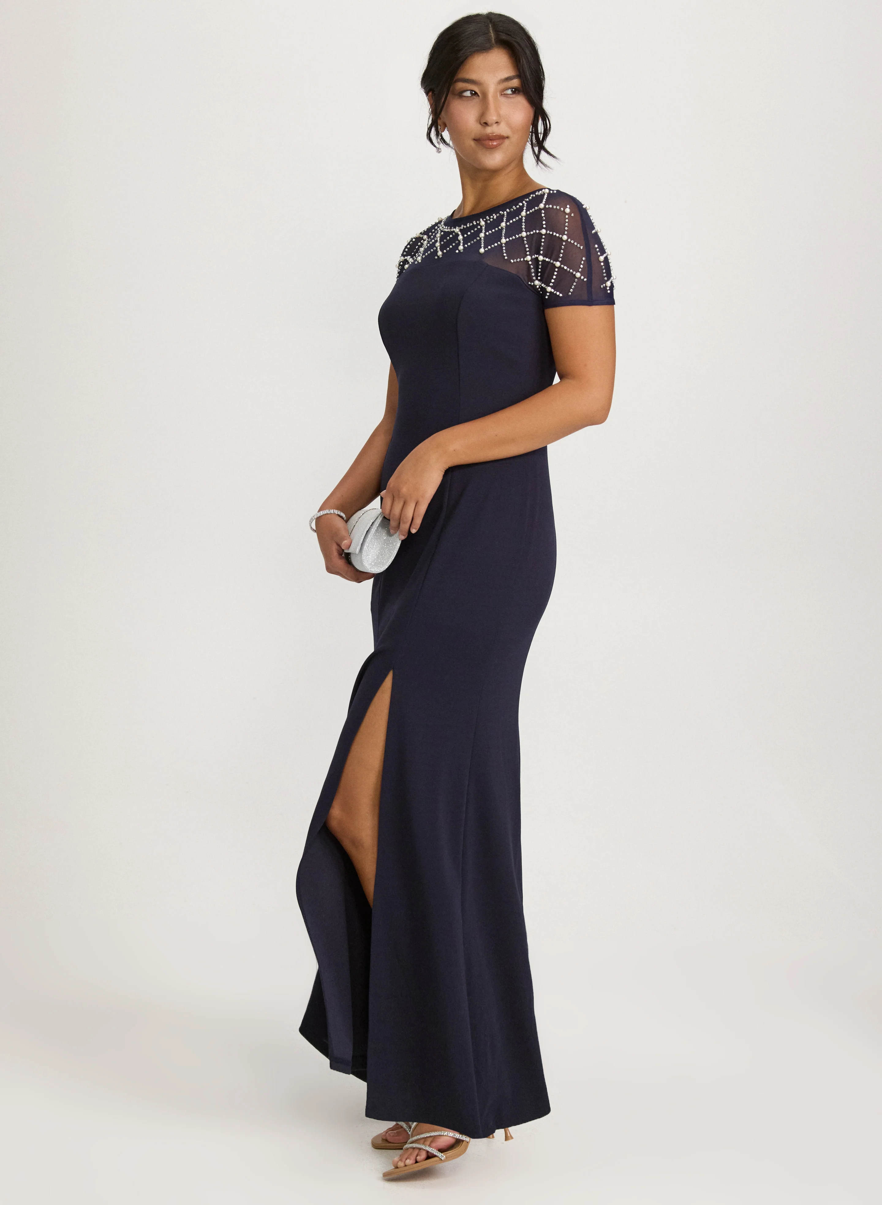 Rhinestone & Pearl Detail Dress - Image 3