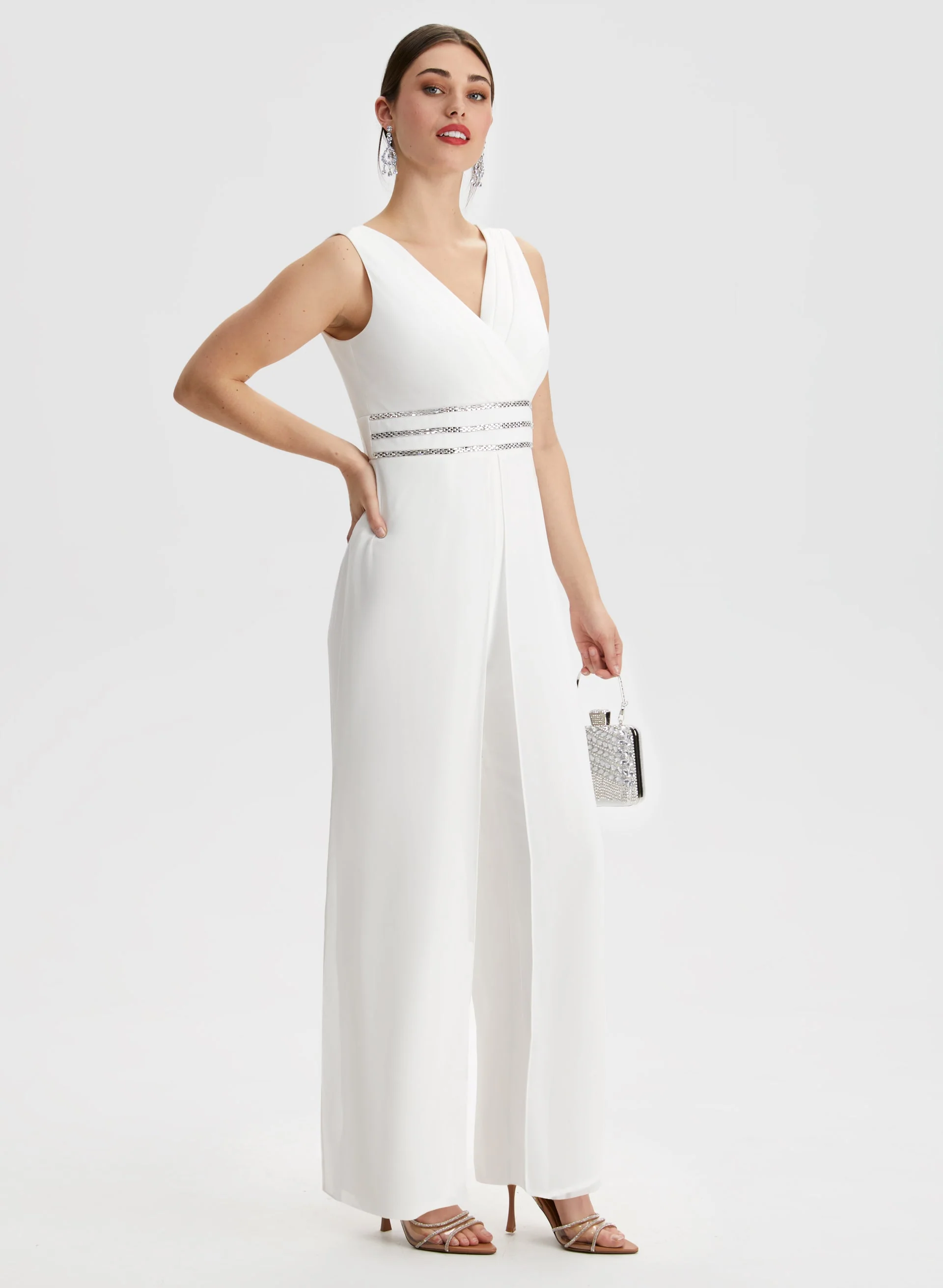 Rhinestone Stripe Detail Jumpsuit - Image 3