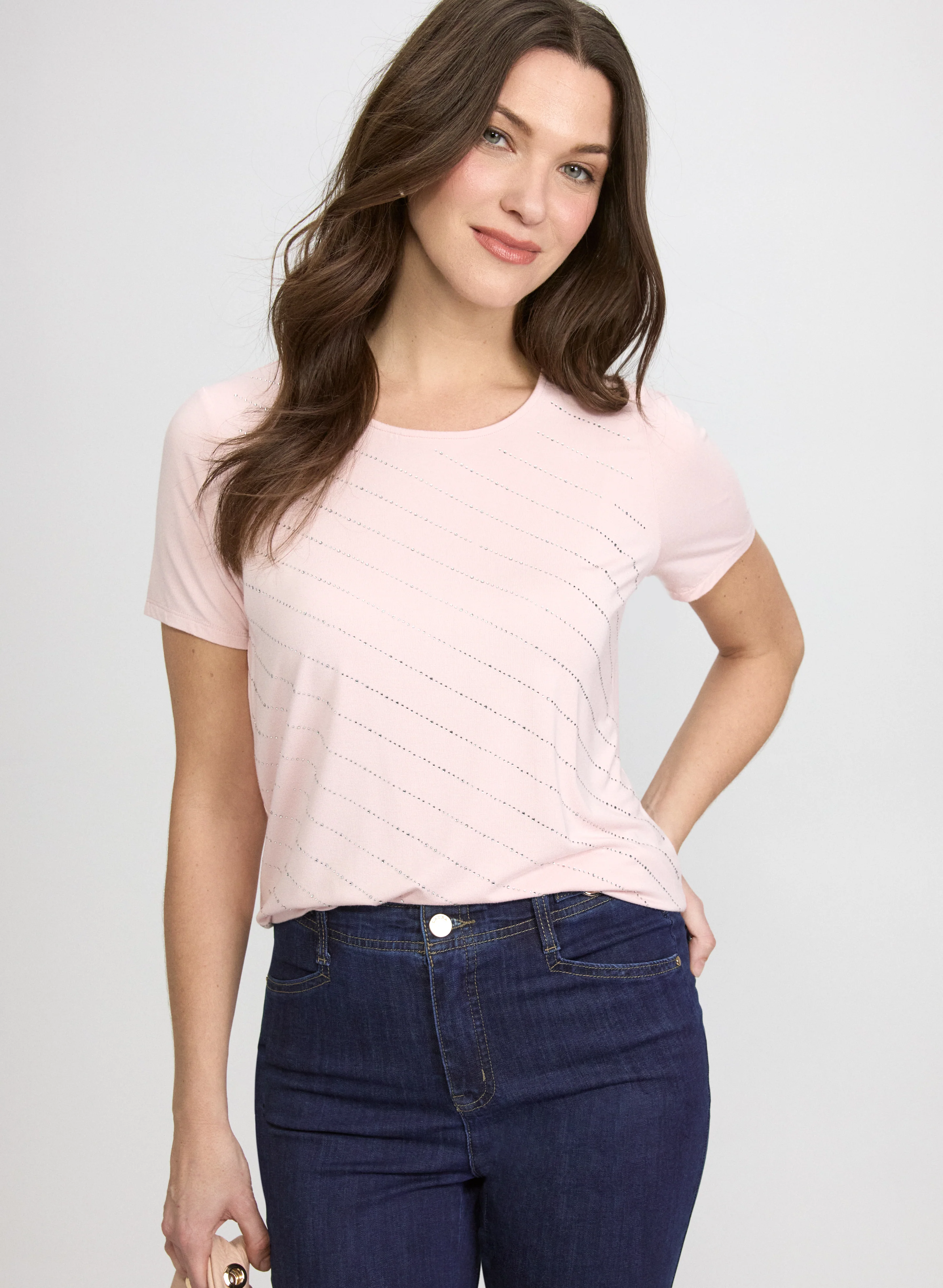 Rhinestone Striped T-Shirt