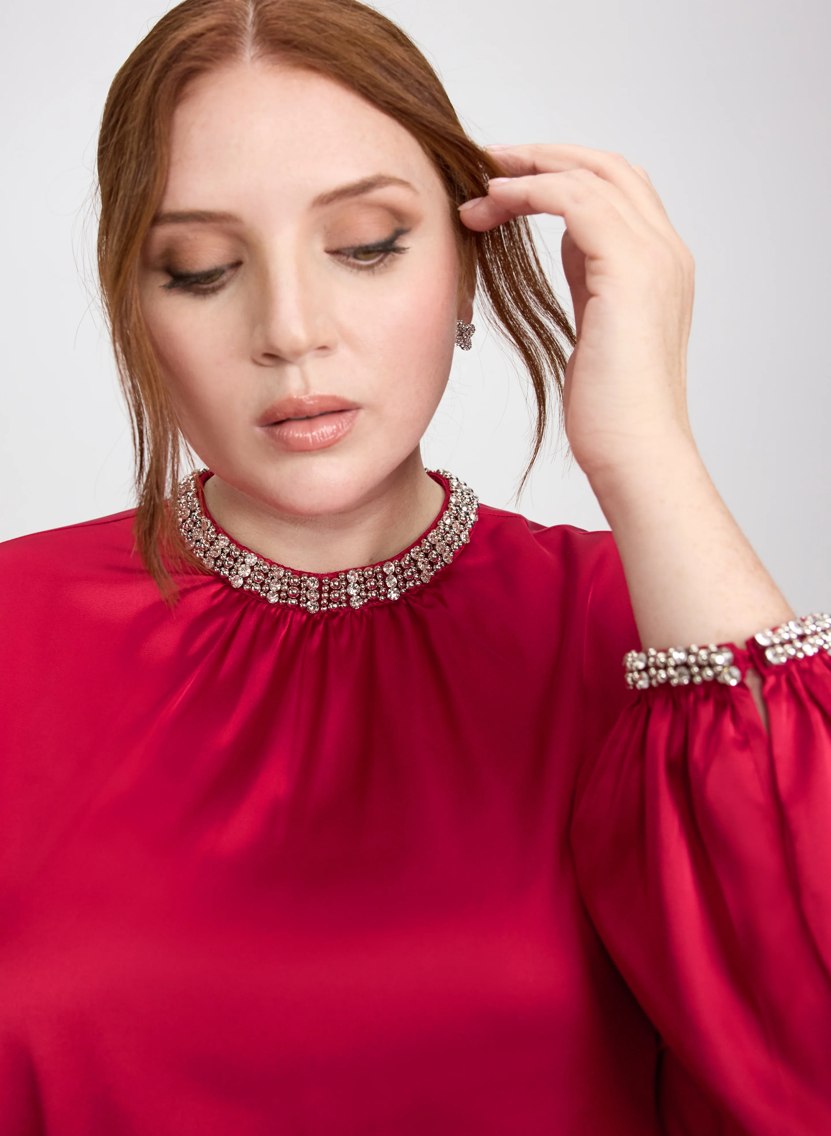 Rhinestone Trim Blouse - Image 2