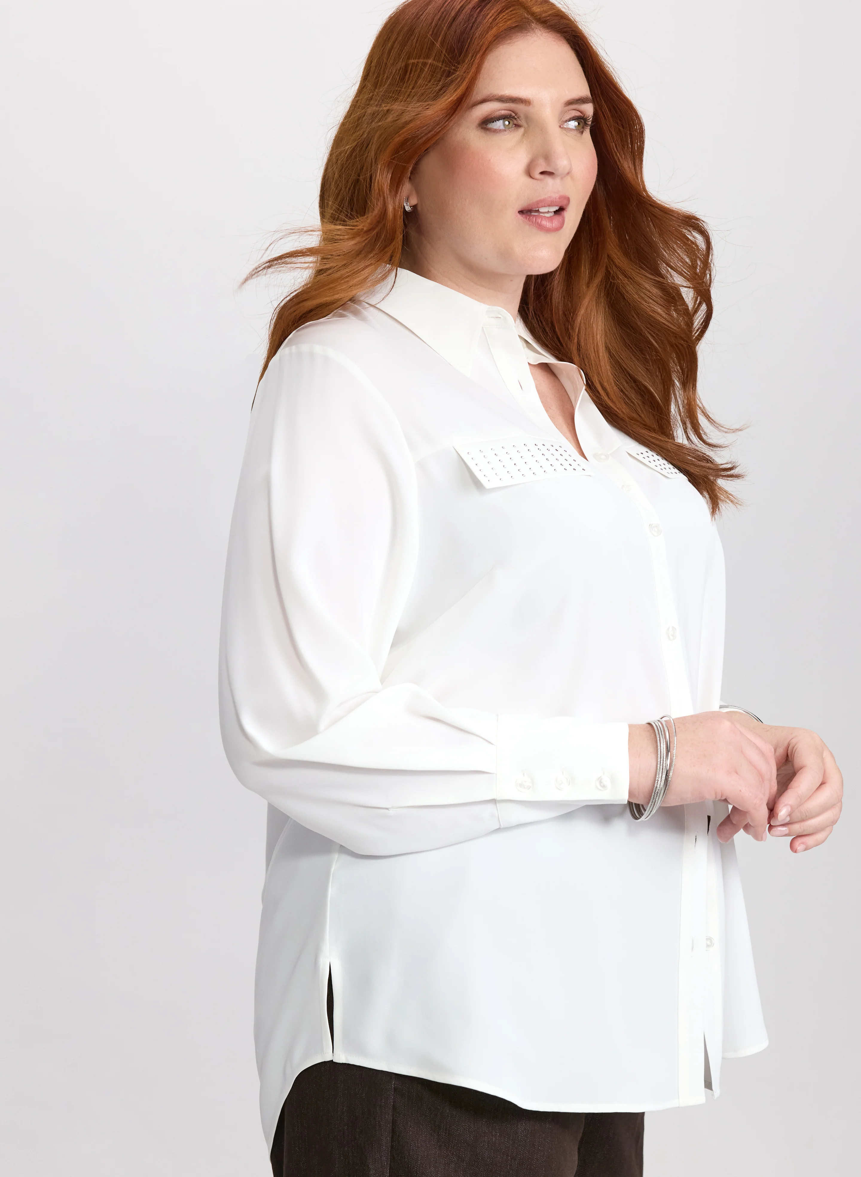 Rhinestone Trim Blouse - Image 4
