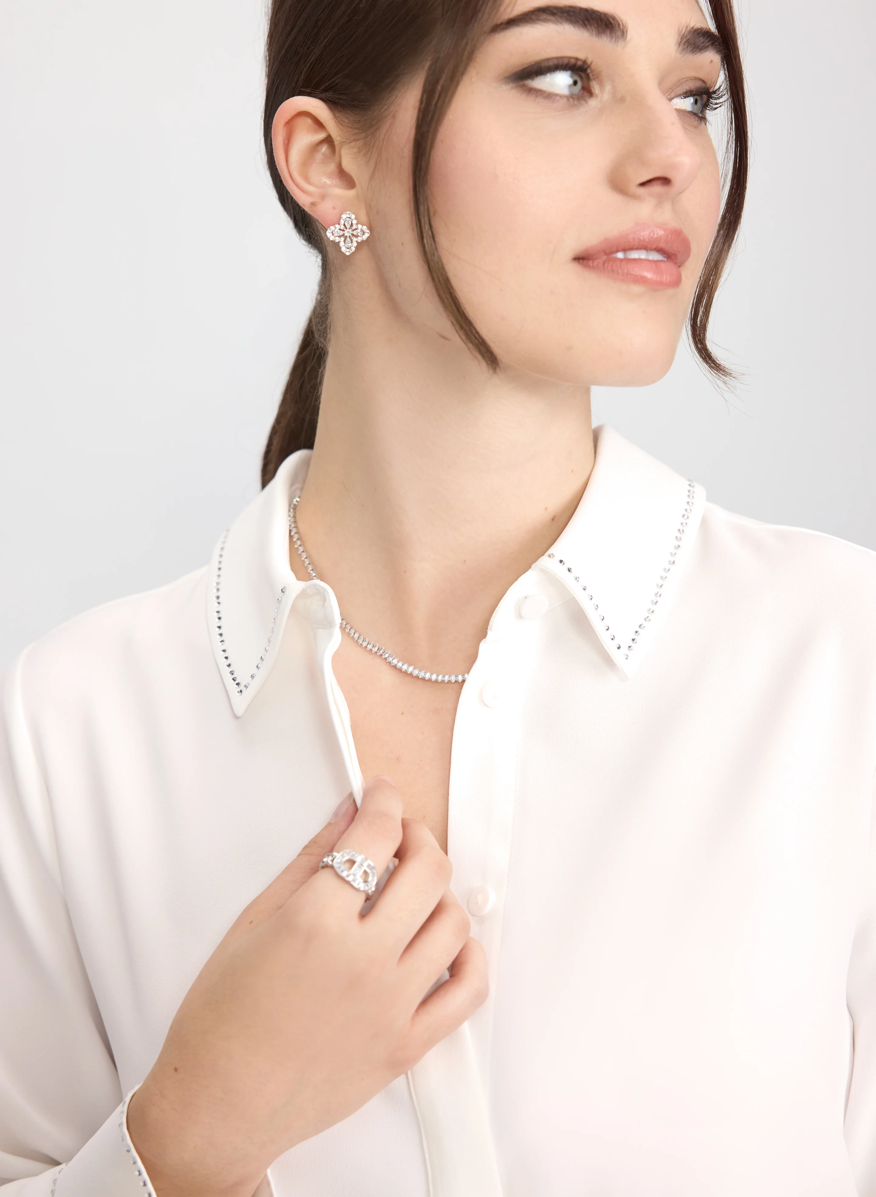 Rhinestone Trim Blouse - Image 2