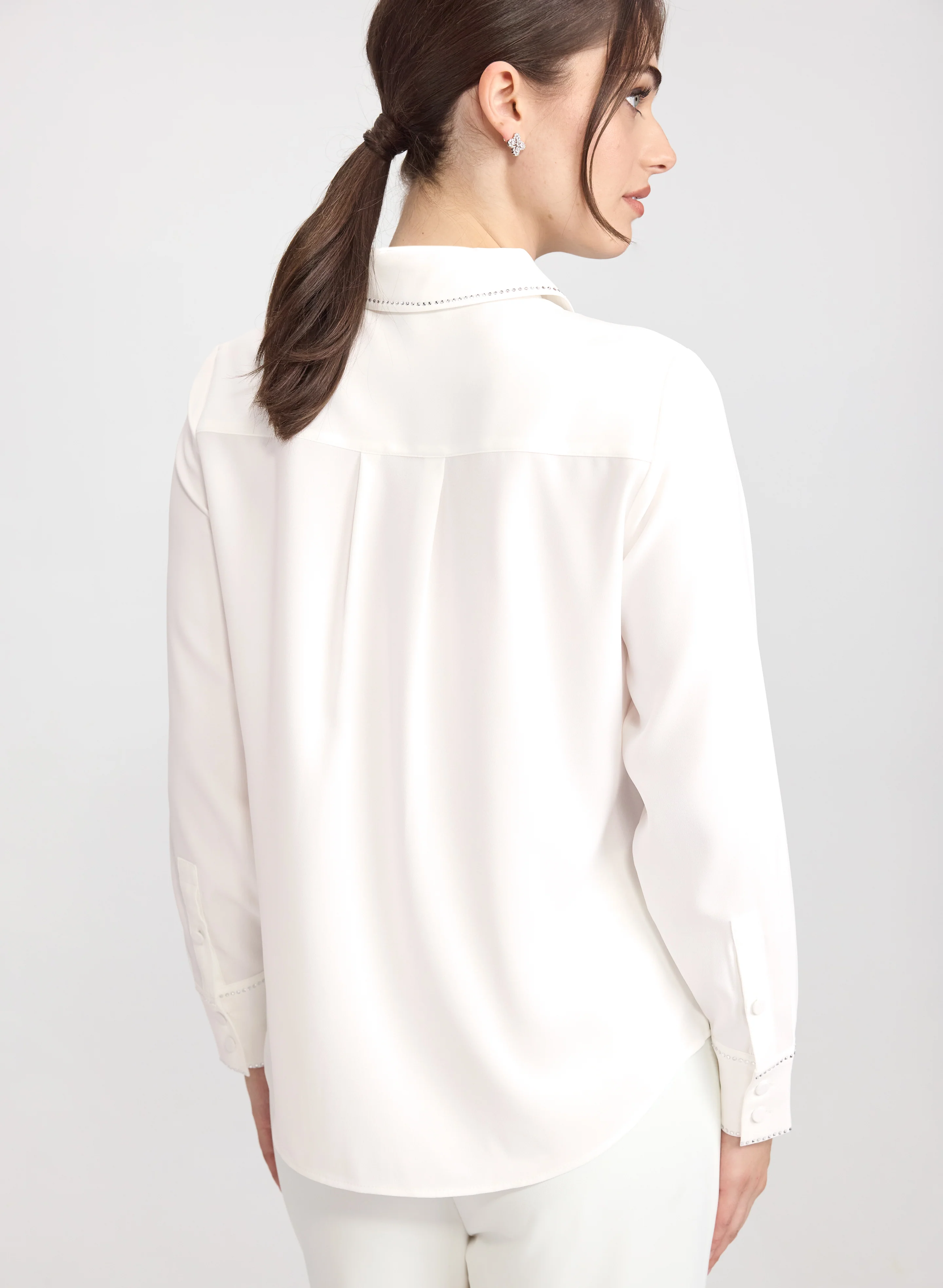 Rhinestone Trim Blouse - Image 5