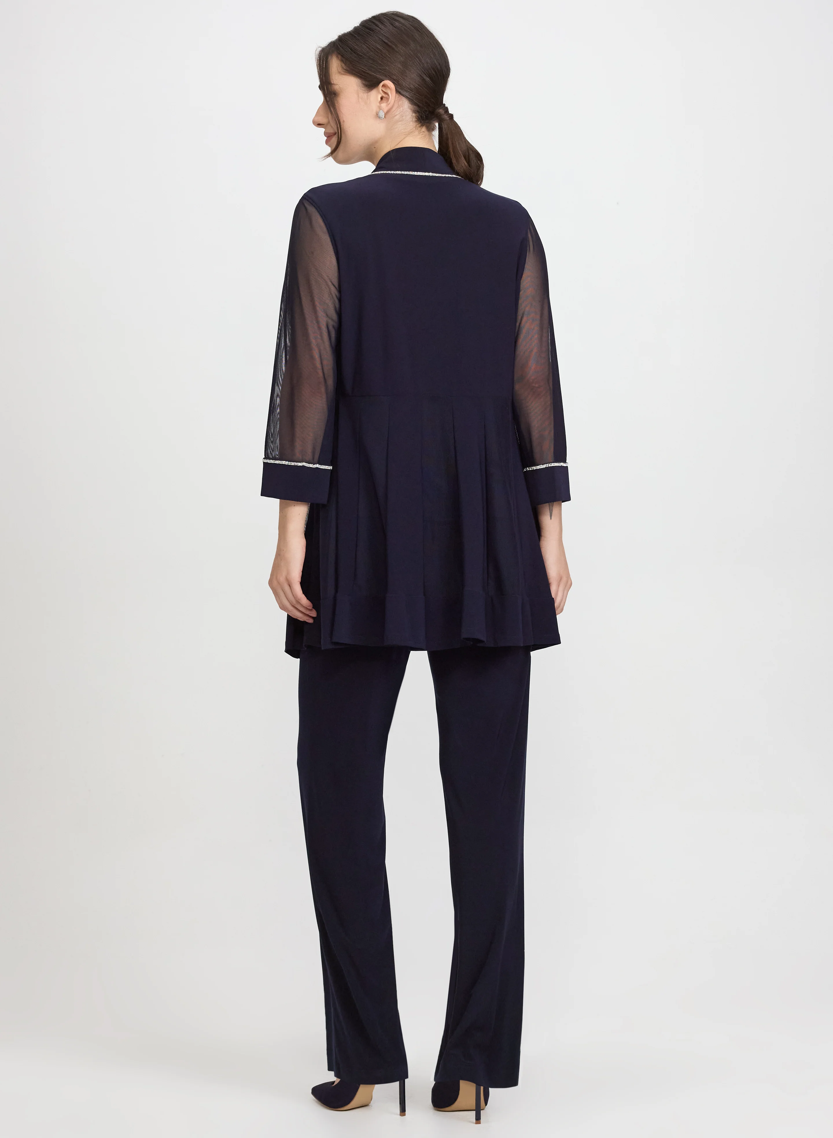 Rhinestone Trim Jacket, Top & Pants Set - Image 4