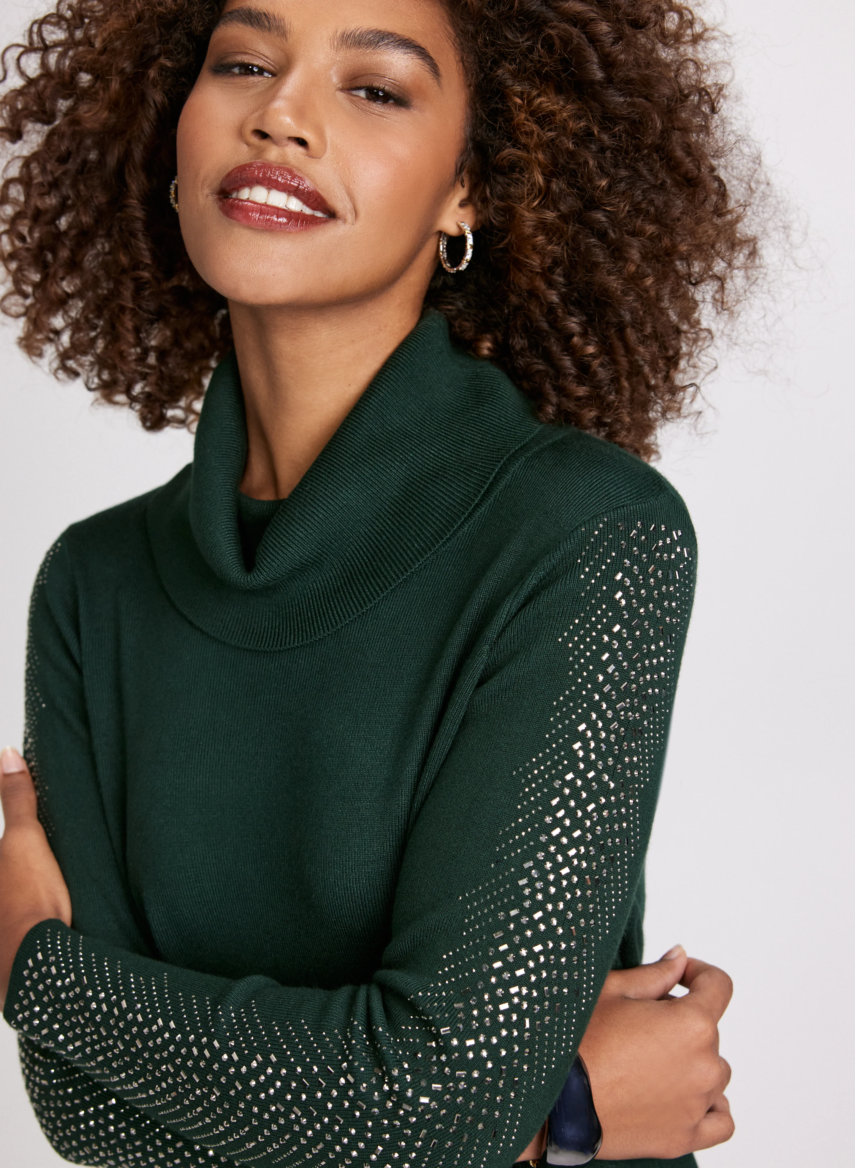 Rhinestone Trim Knit Sweater - Image 2