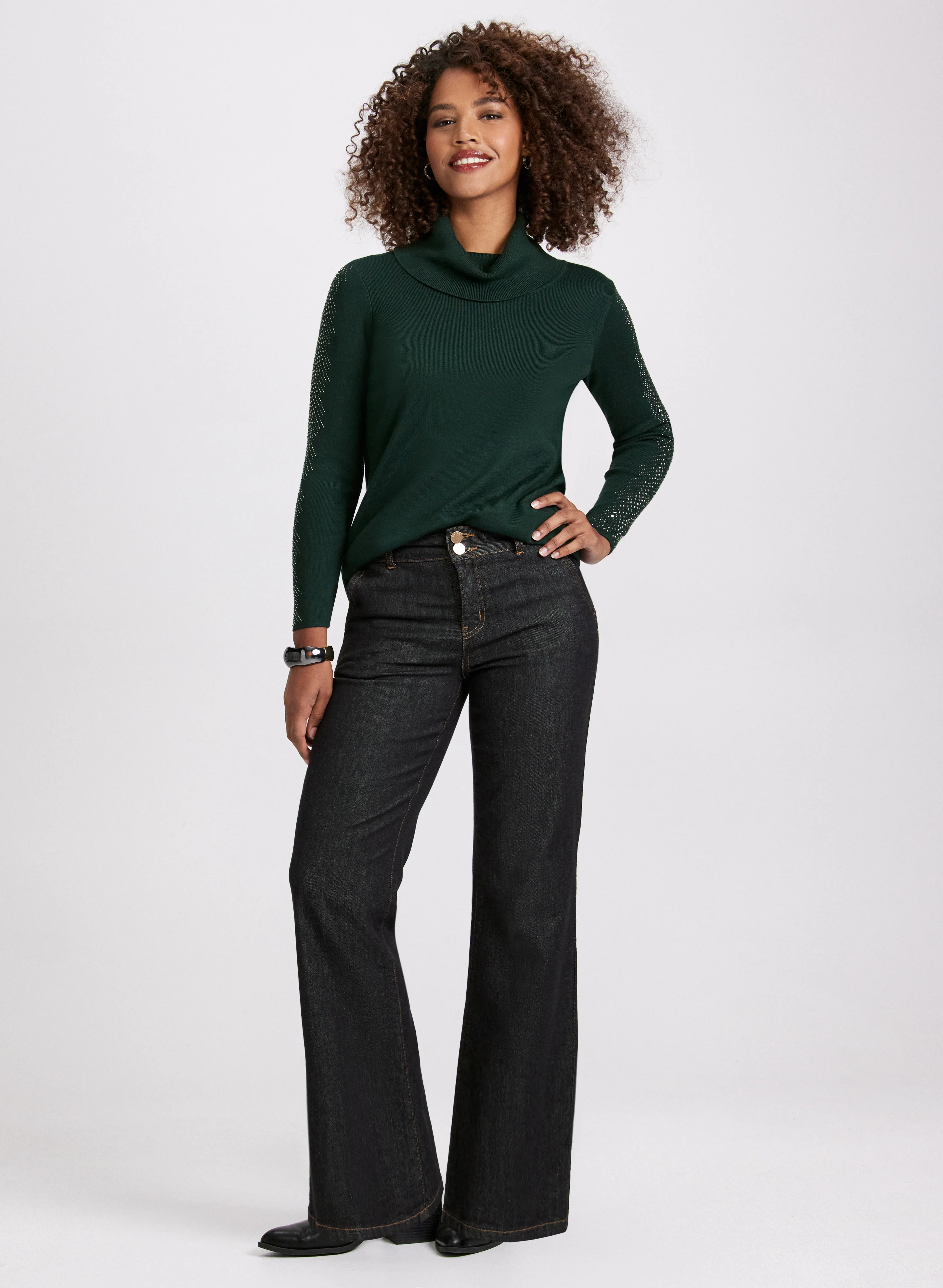 Rhinestone Trim Knit Sweater - Image 3