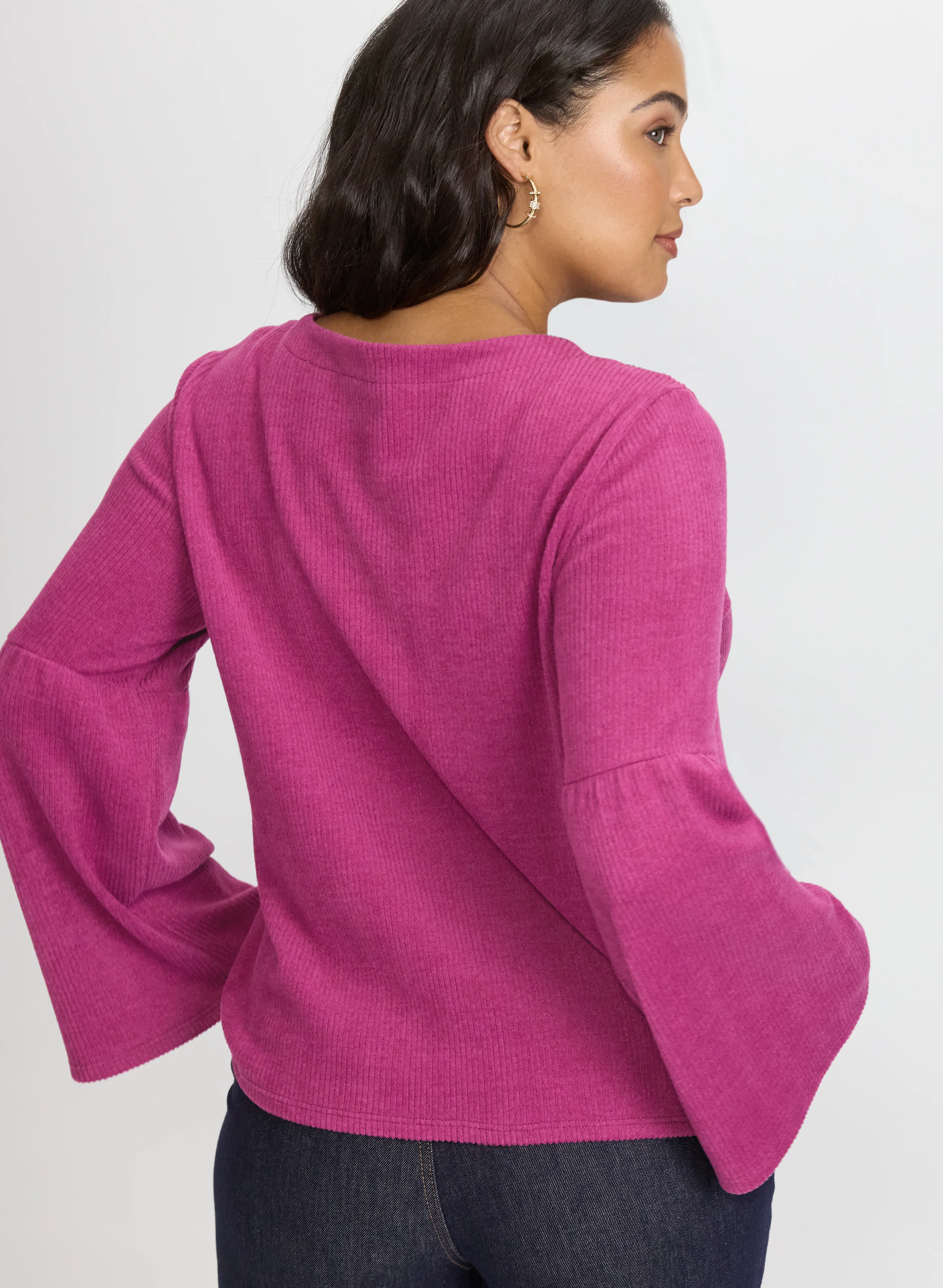 Ribbed Bell Sleeve Sweater - Image 4