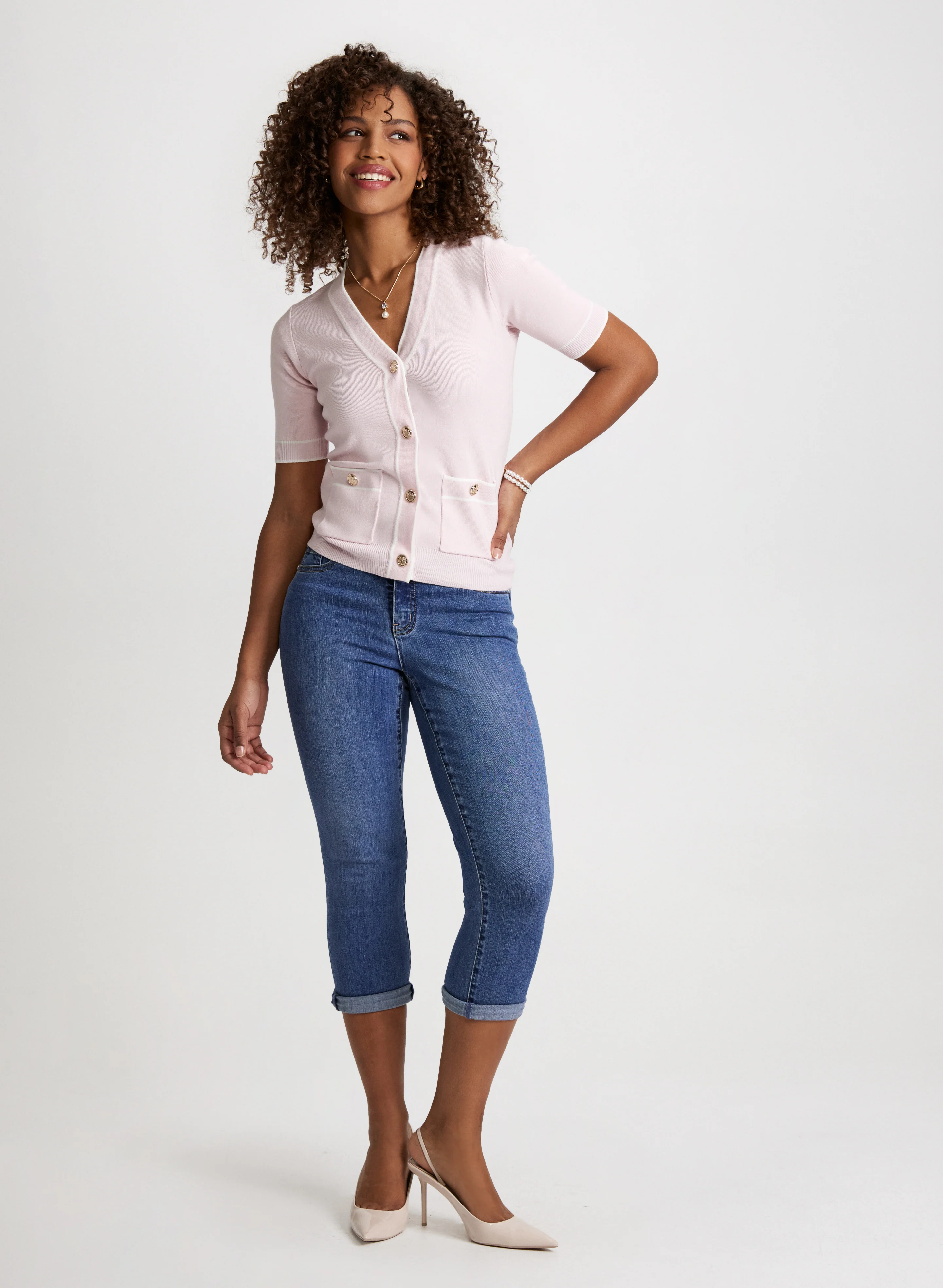 Rolled-Cuff Denim Capris - Image 3