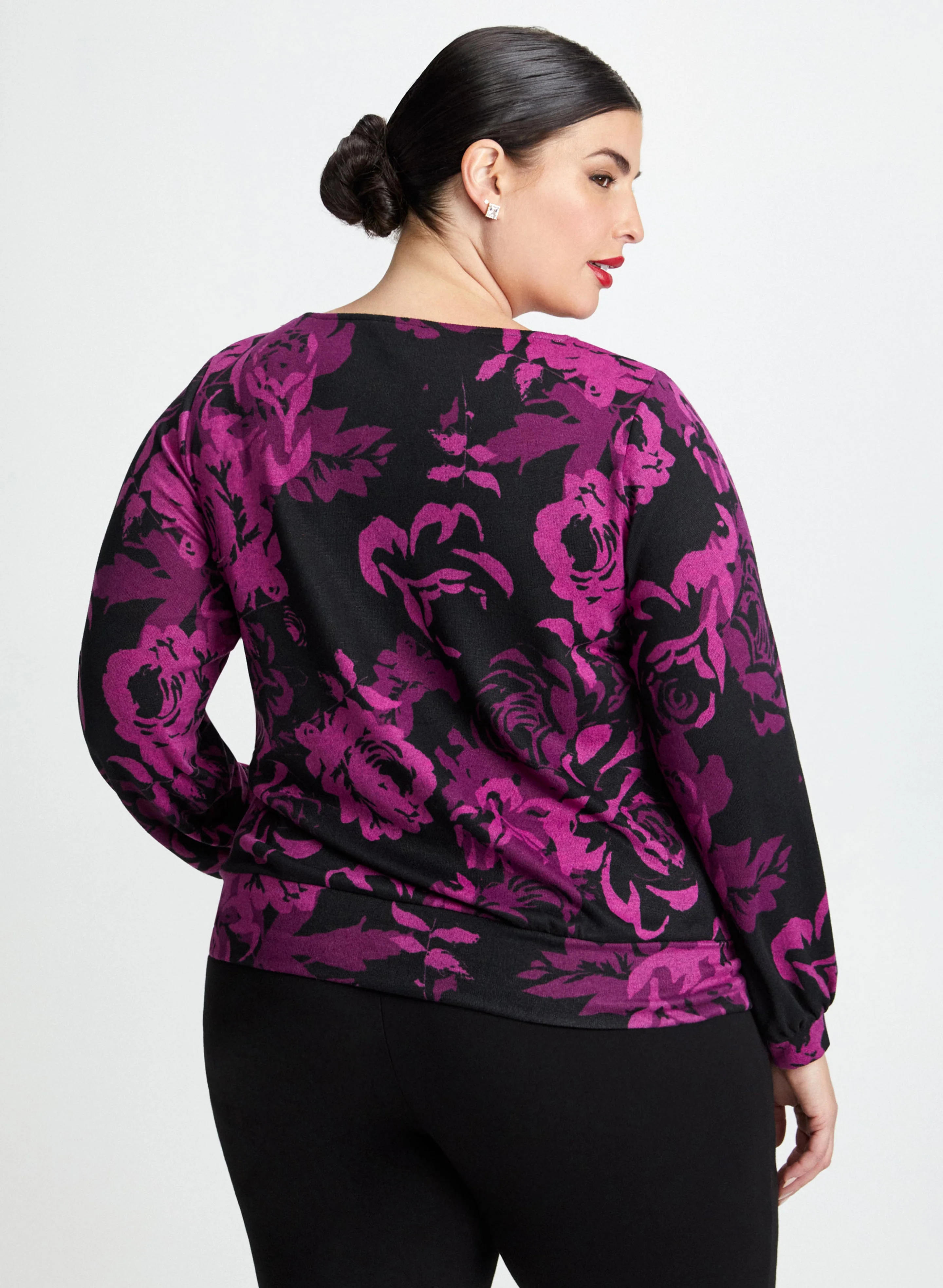 Rose Motif Keyhole Detail Blouse - Image 4