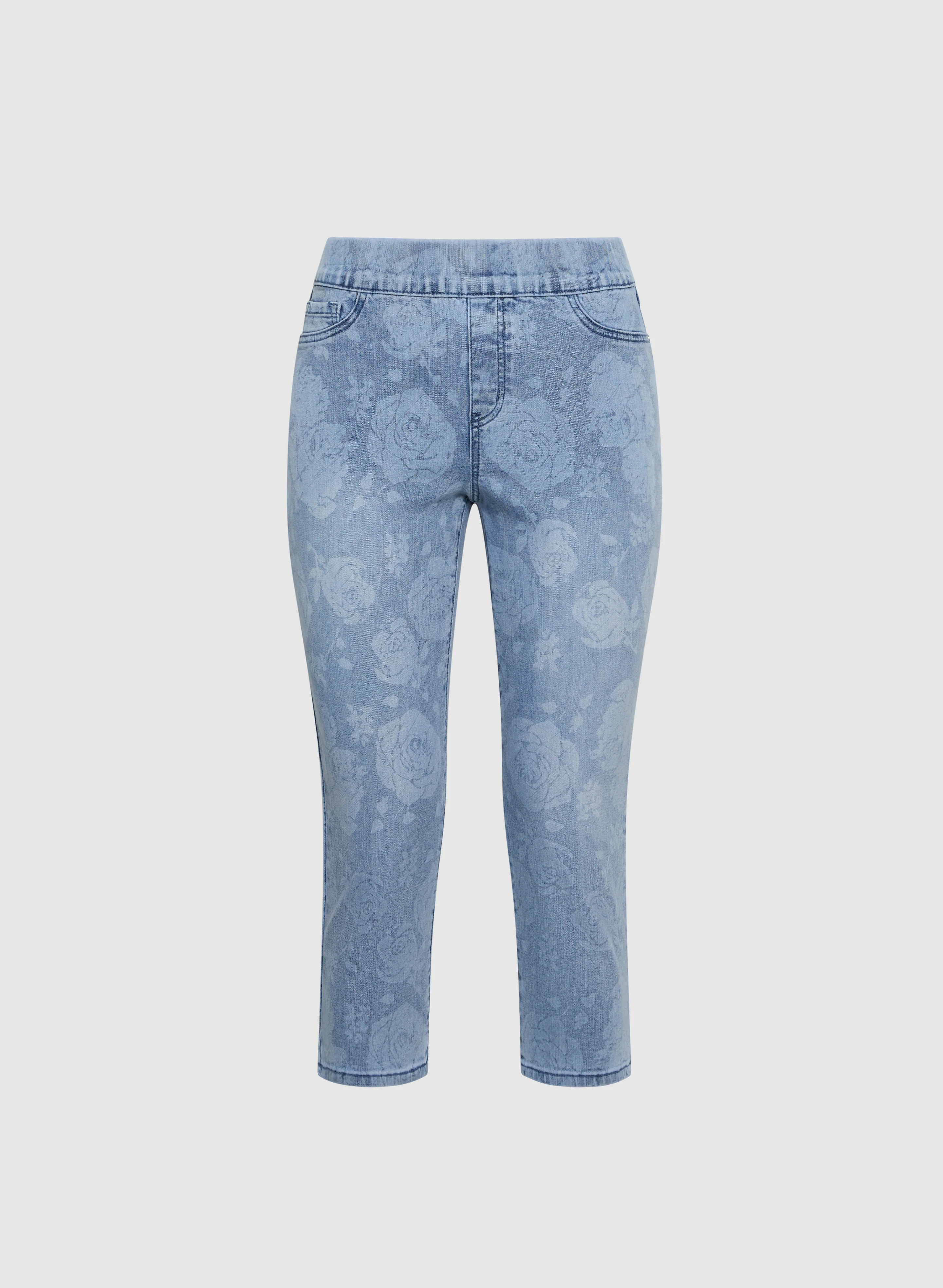Rose Print Denim Capris - Image 6