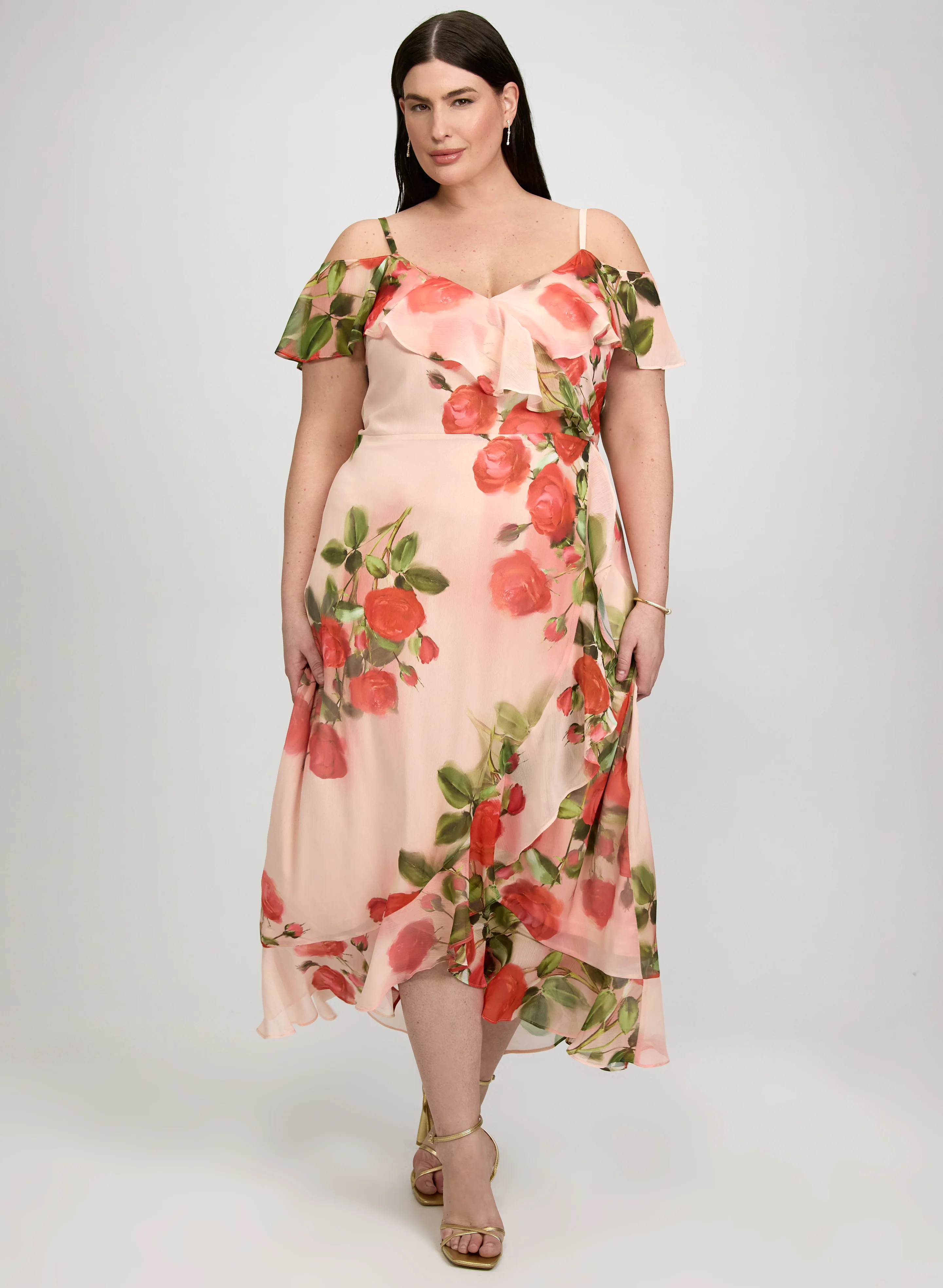 Rose Print Midi Dress