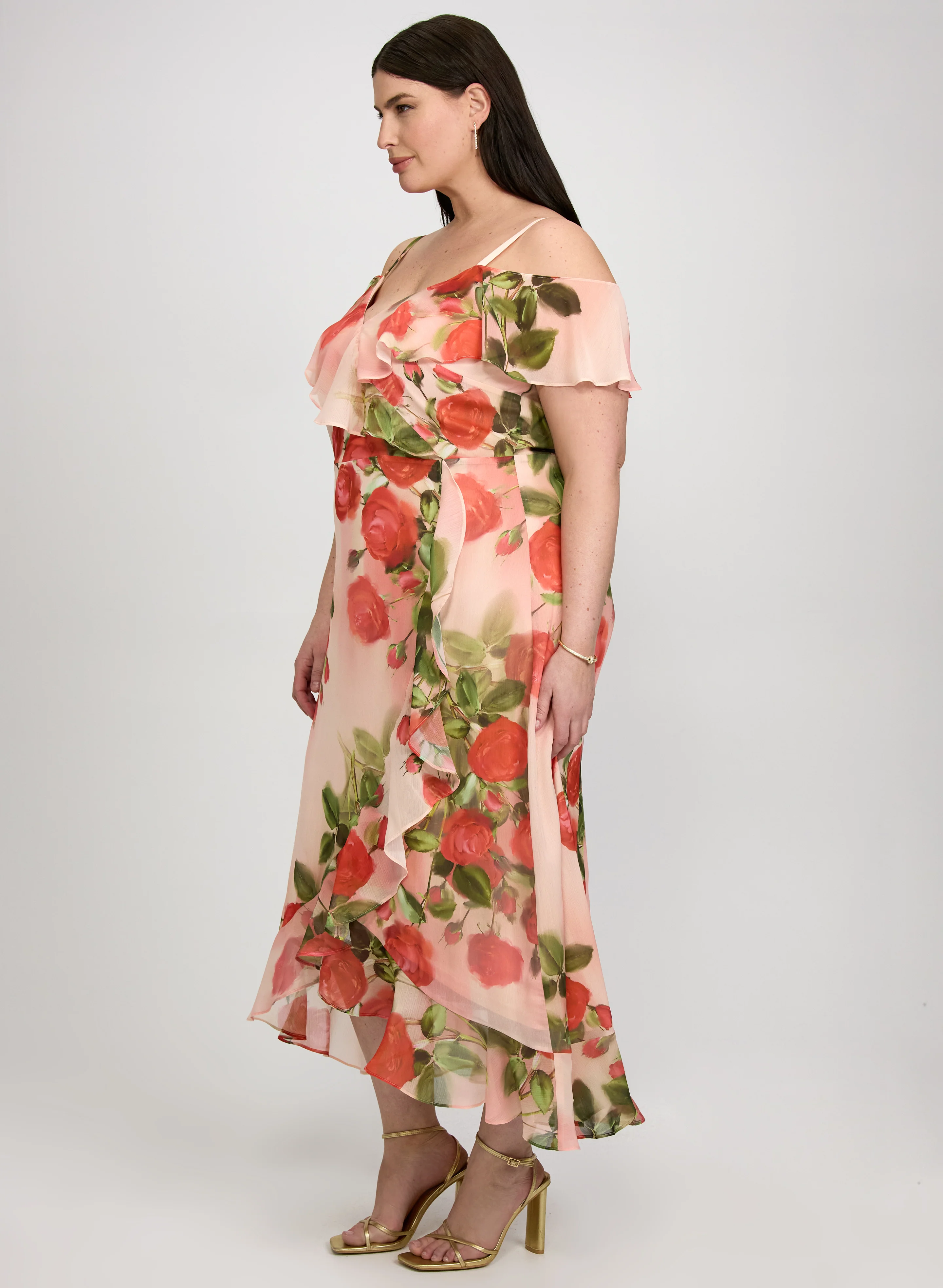 Rose Print Midi Dress - Image 3