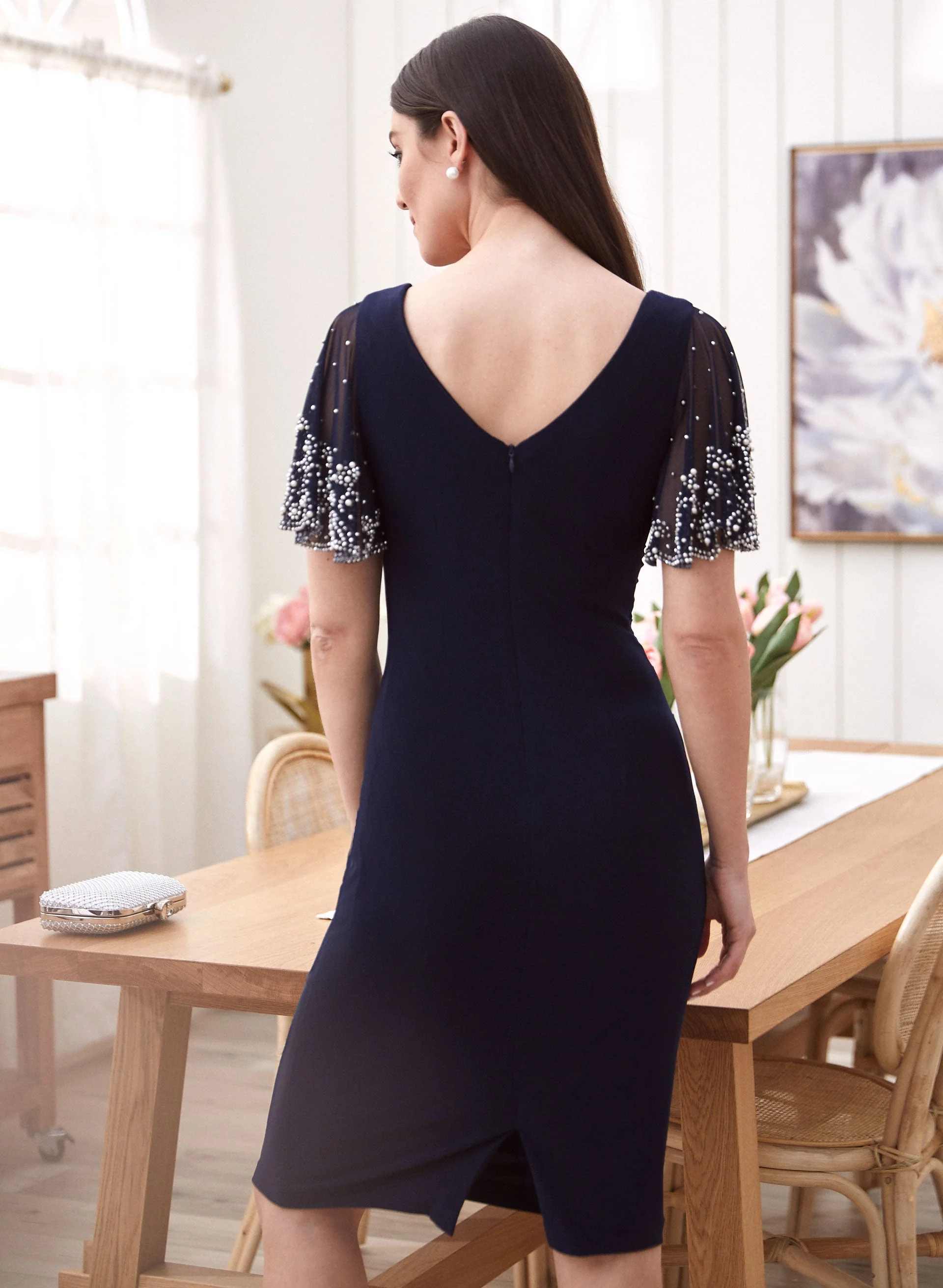 Ruched & Bead Detail Dress - Image 3