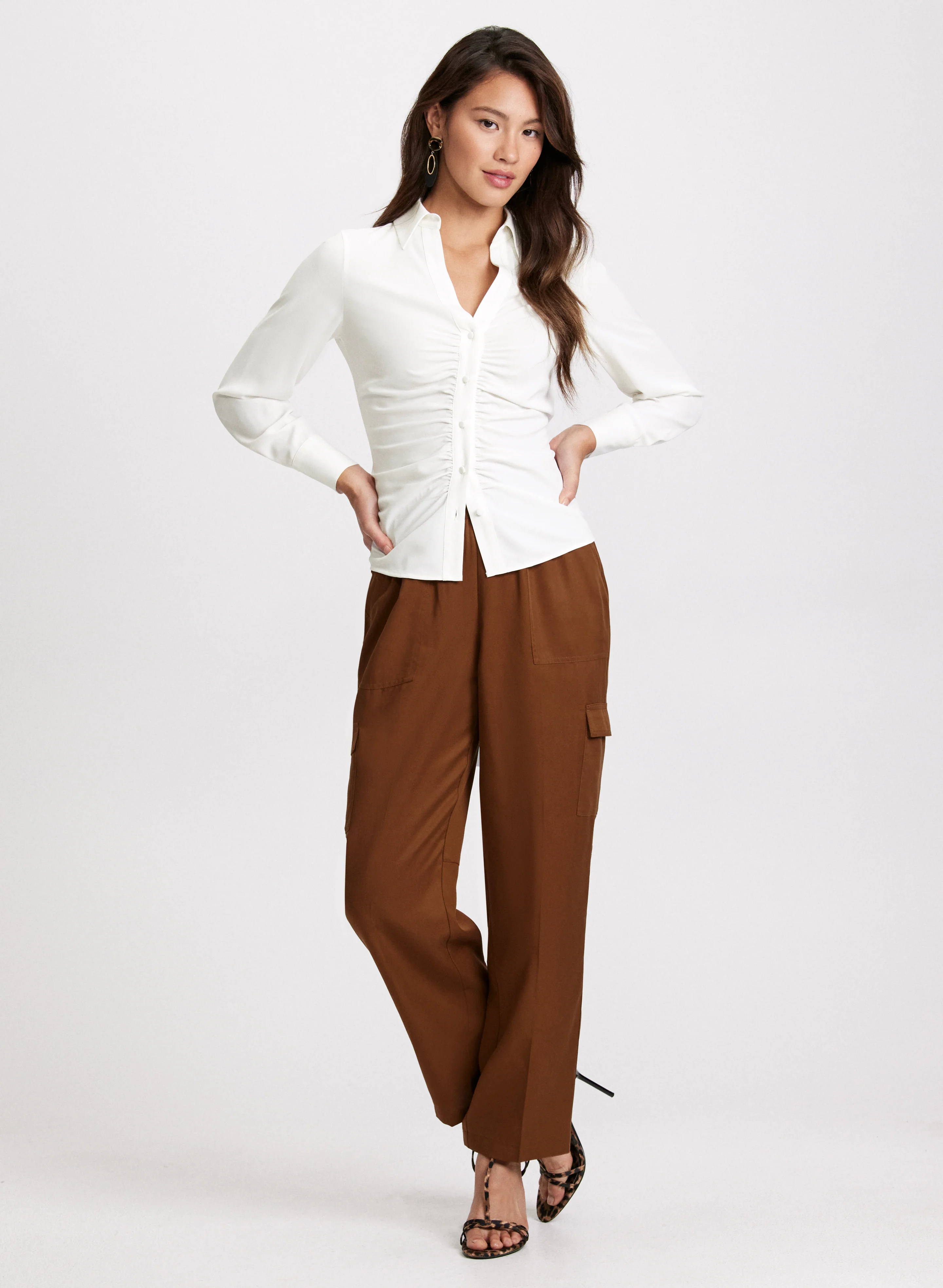 Ruched Button-Down Blouse - Image 2