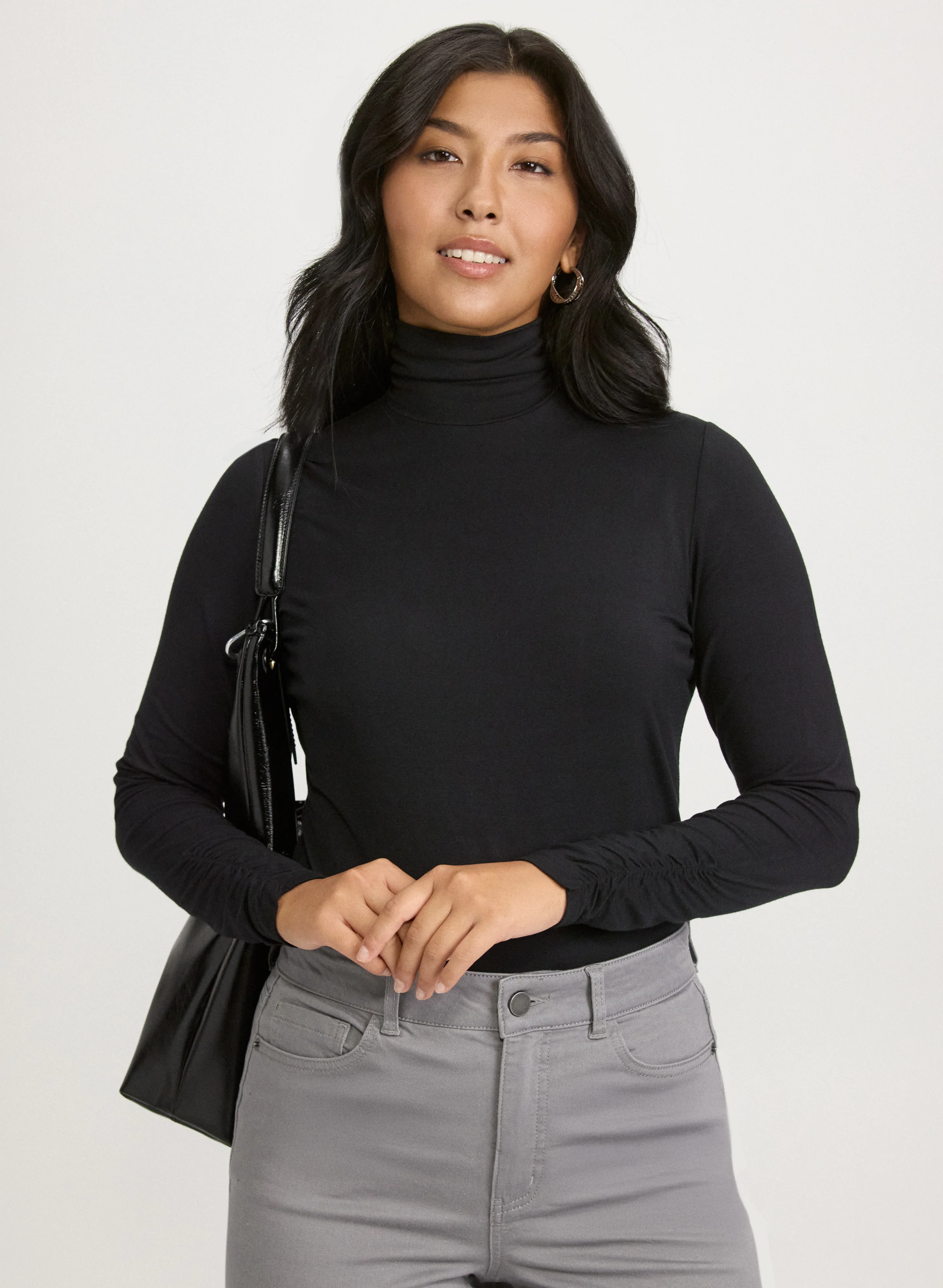 Ruched Turtleneck Top