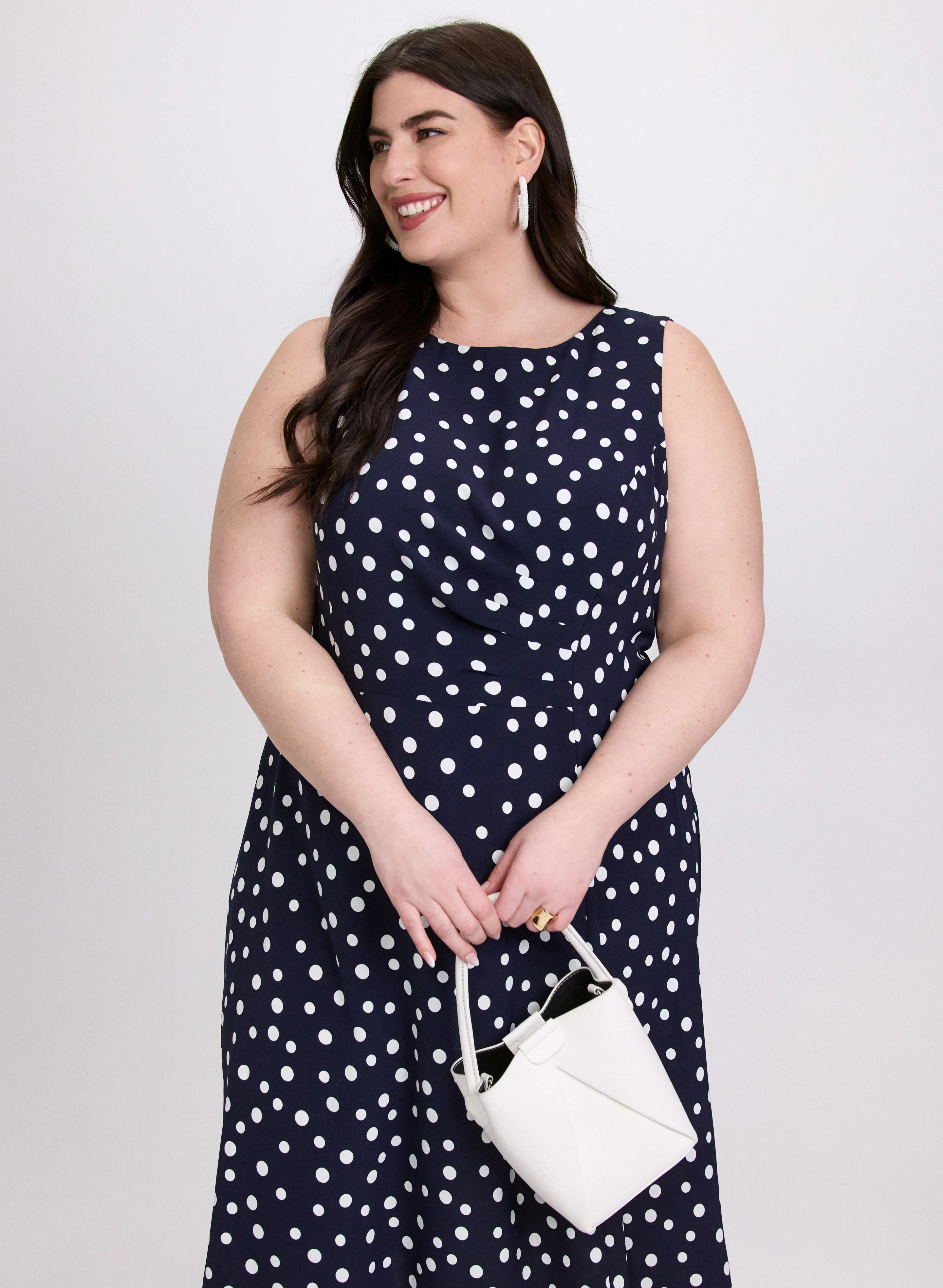 Ruched Waist Polka Dot Dress - Image 4
