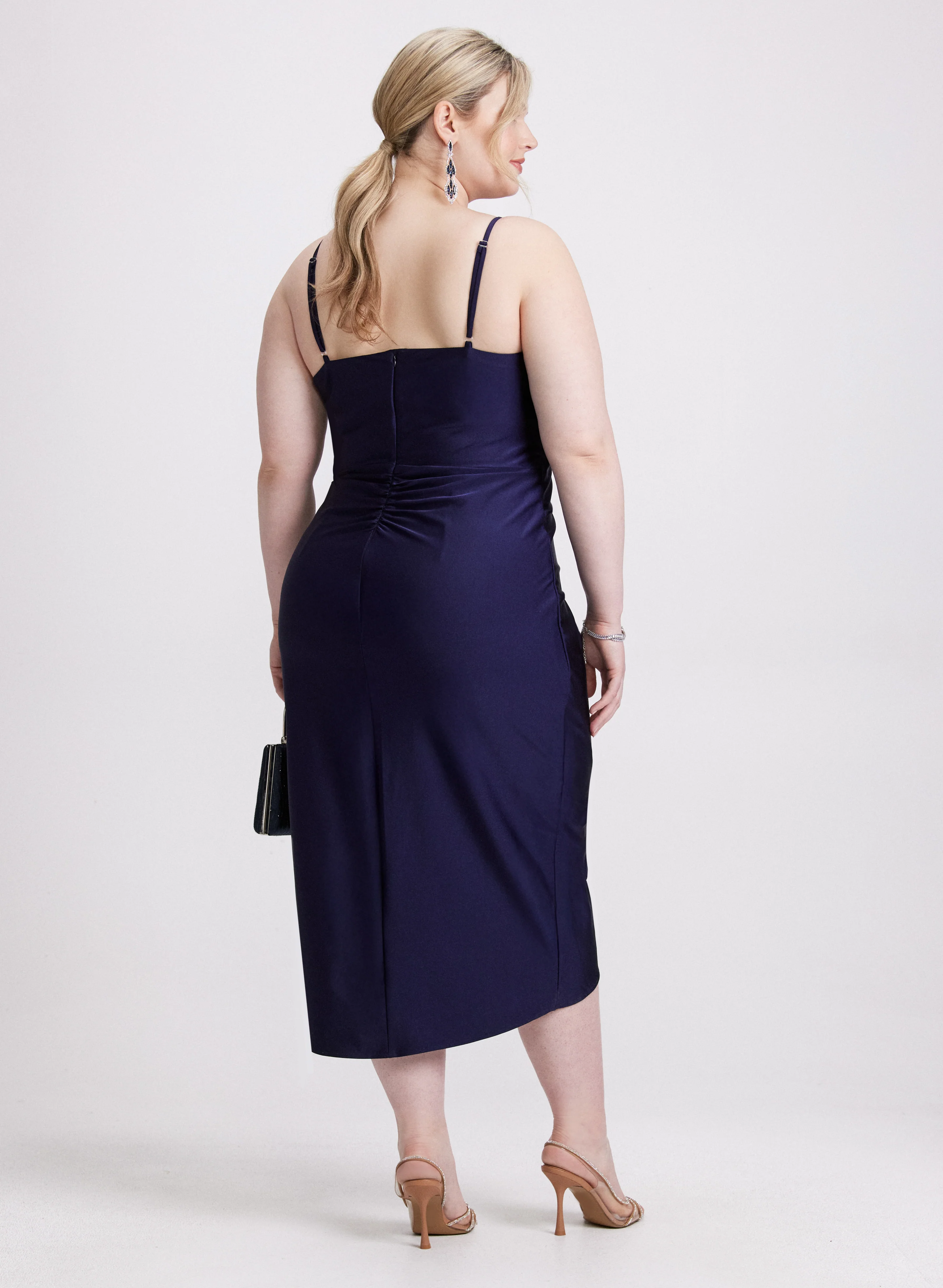 Sleeveless Ruched Wrap-Over Dress - Image 4