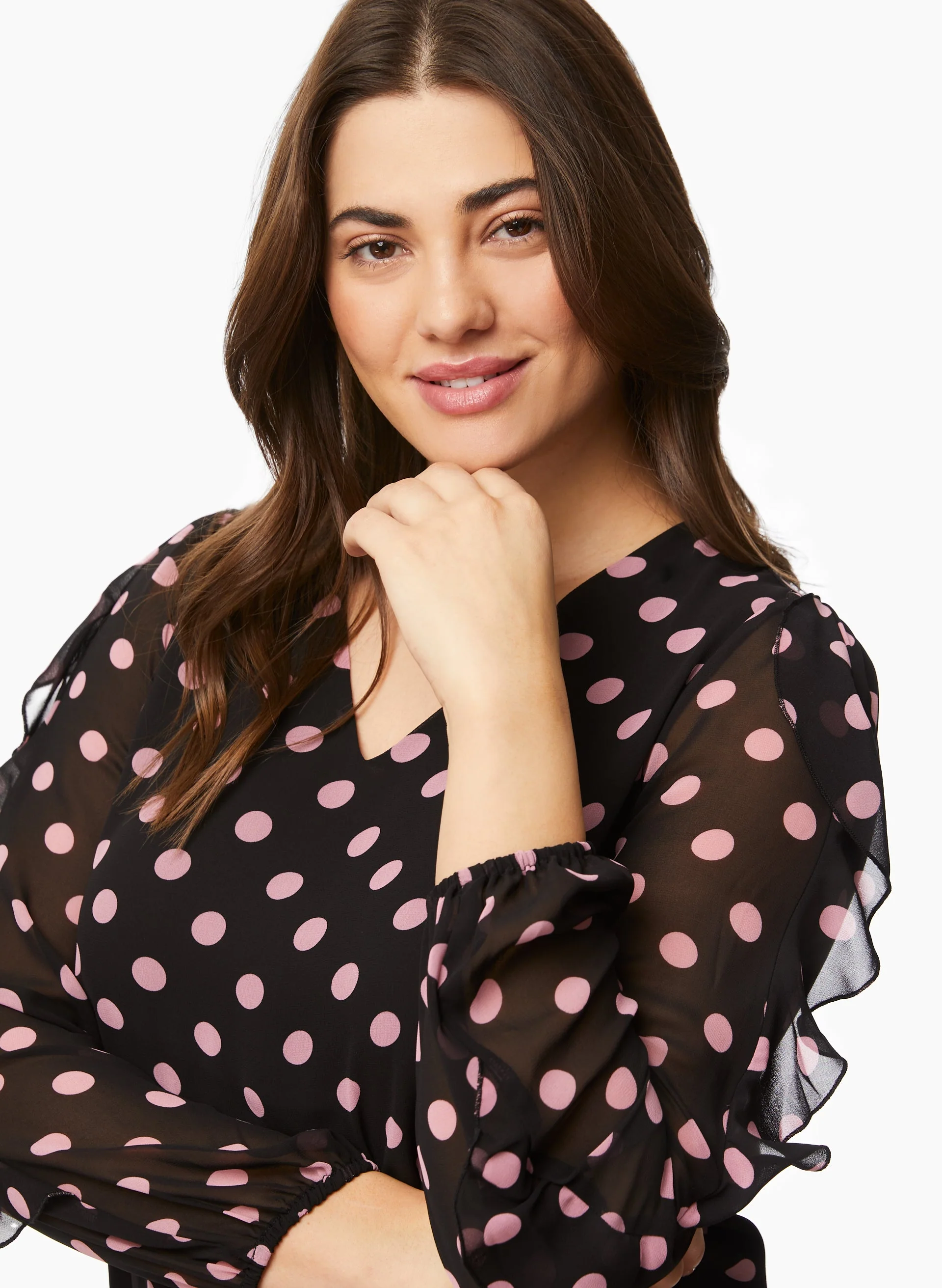 Ruffle Sleeve Polka Dot Blouse - Image 2