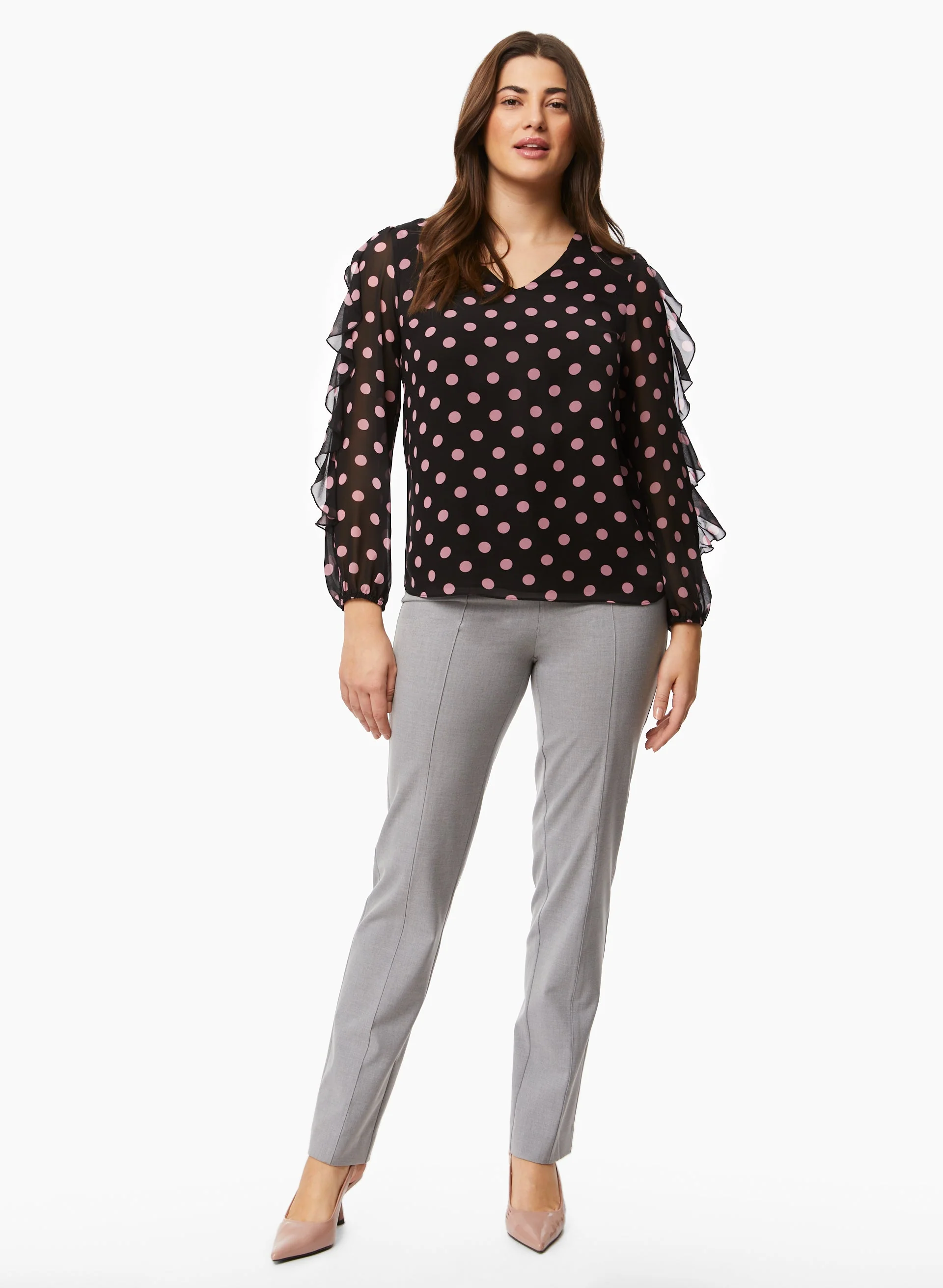 Ruffle Sleeve Polka Dot Blouse - Image 4