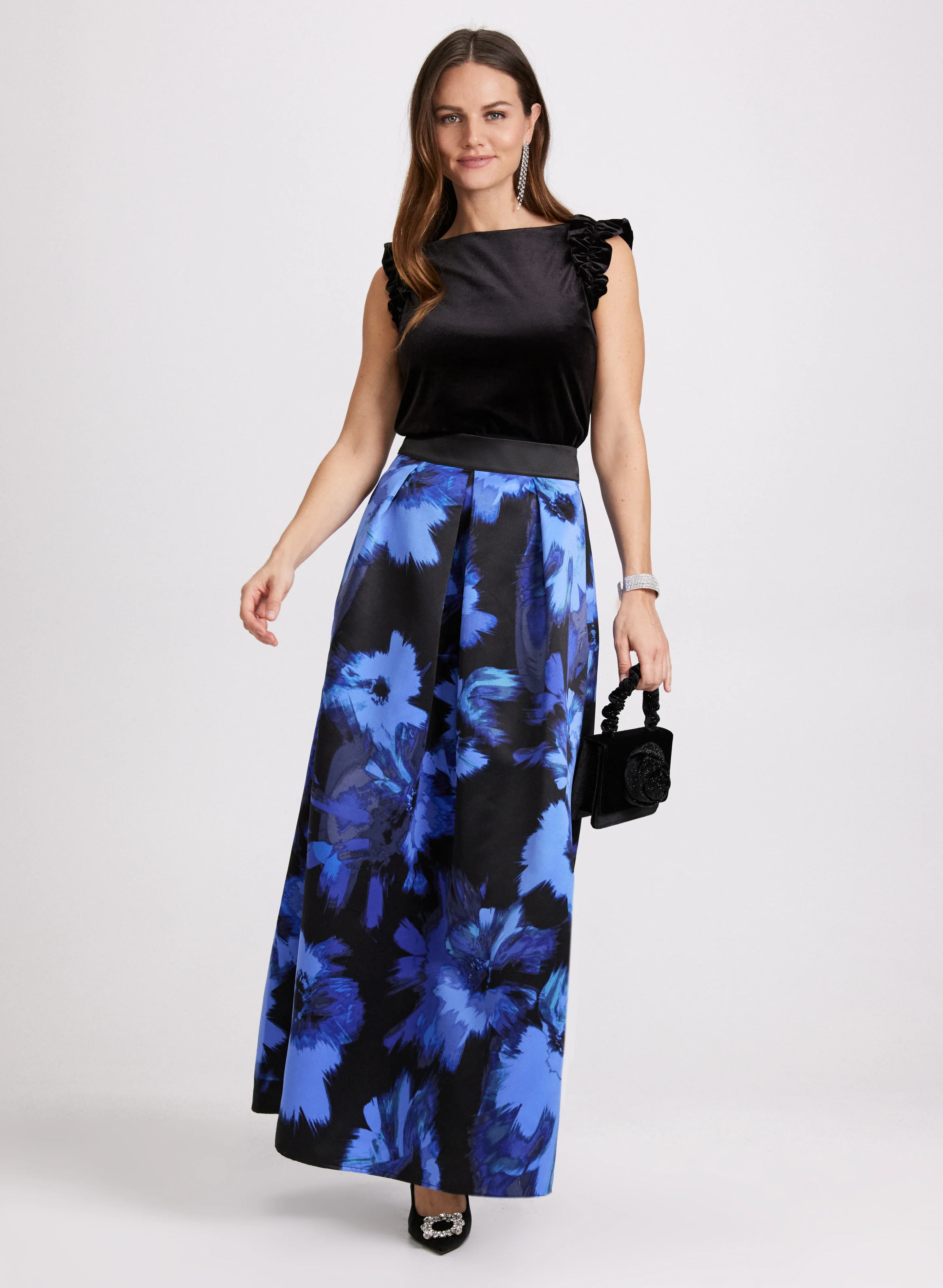 Ruffled Shoulder Velour Top - Image 3