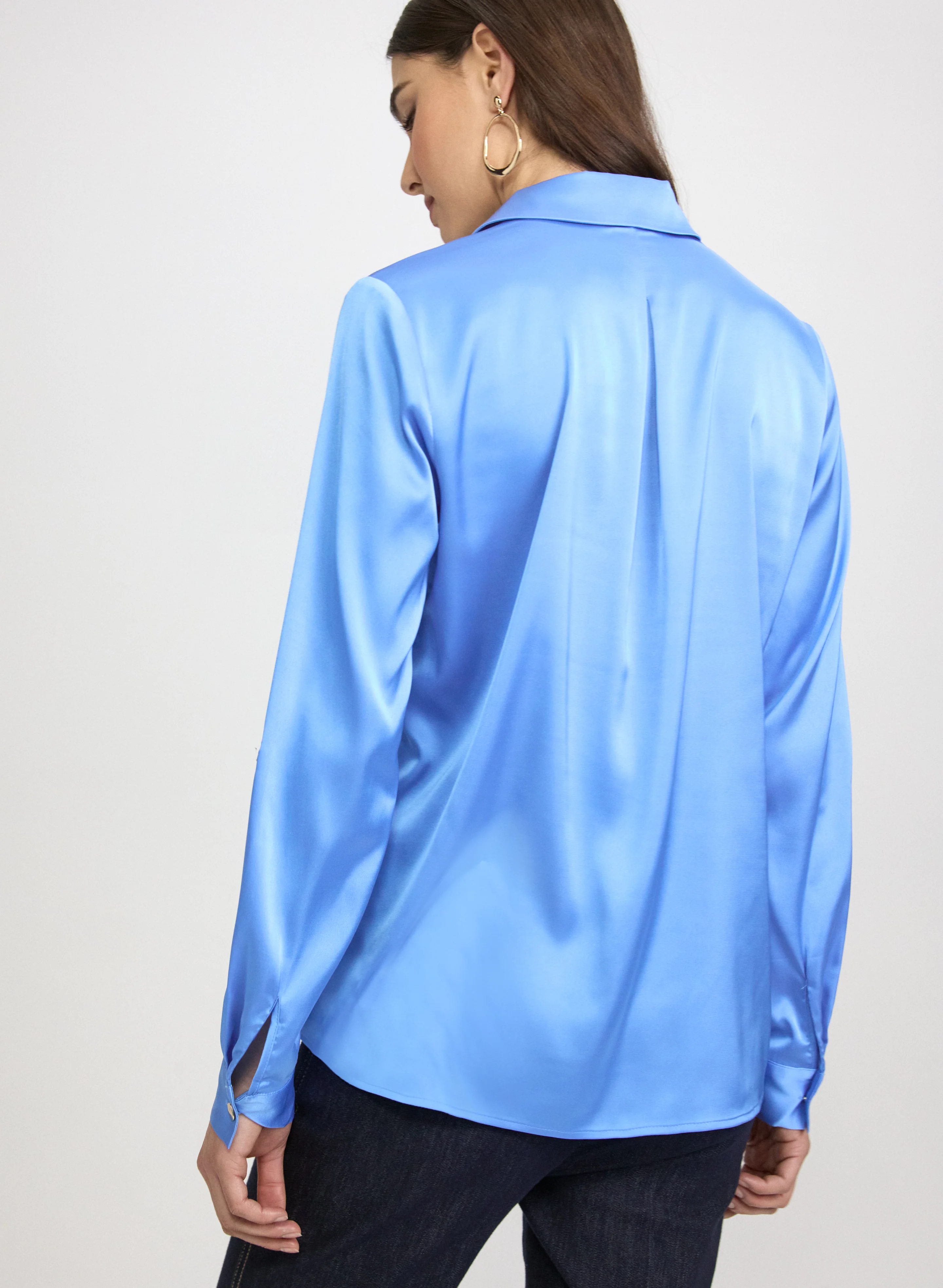 Satin Button-Down Blouse - Image 4