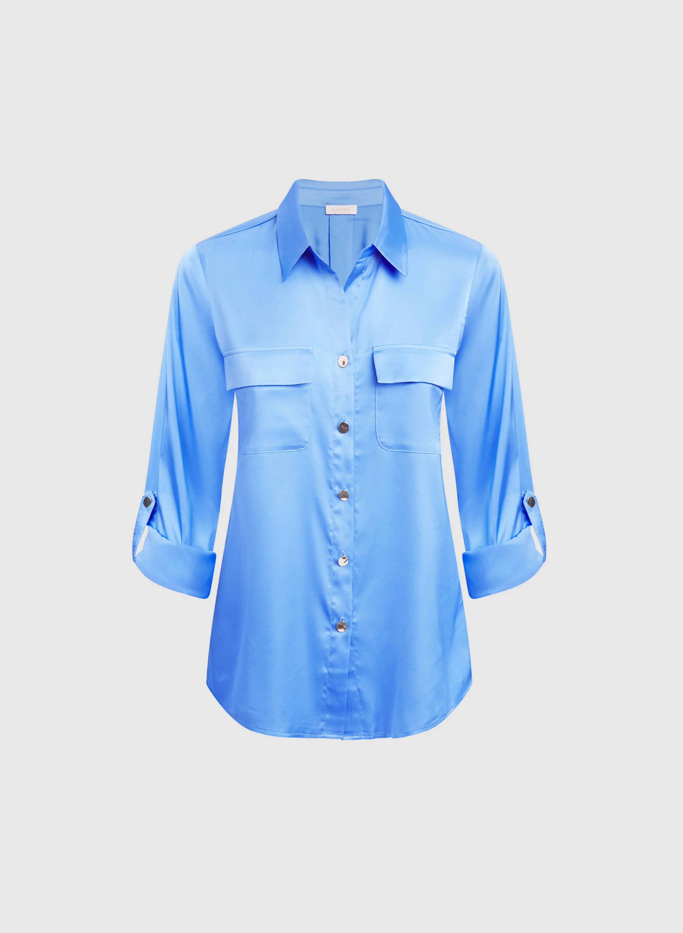 Satin Button-Down Blouse - Image 7