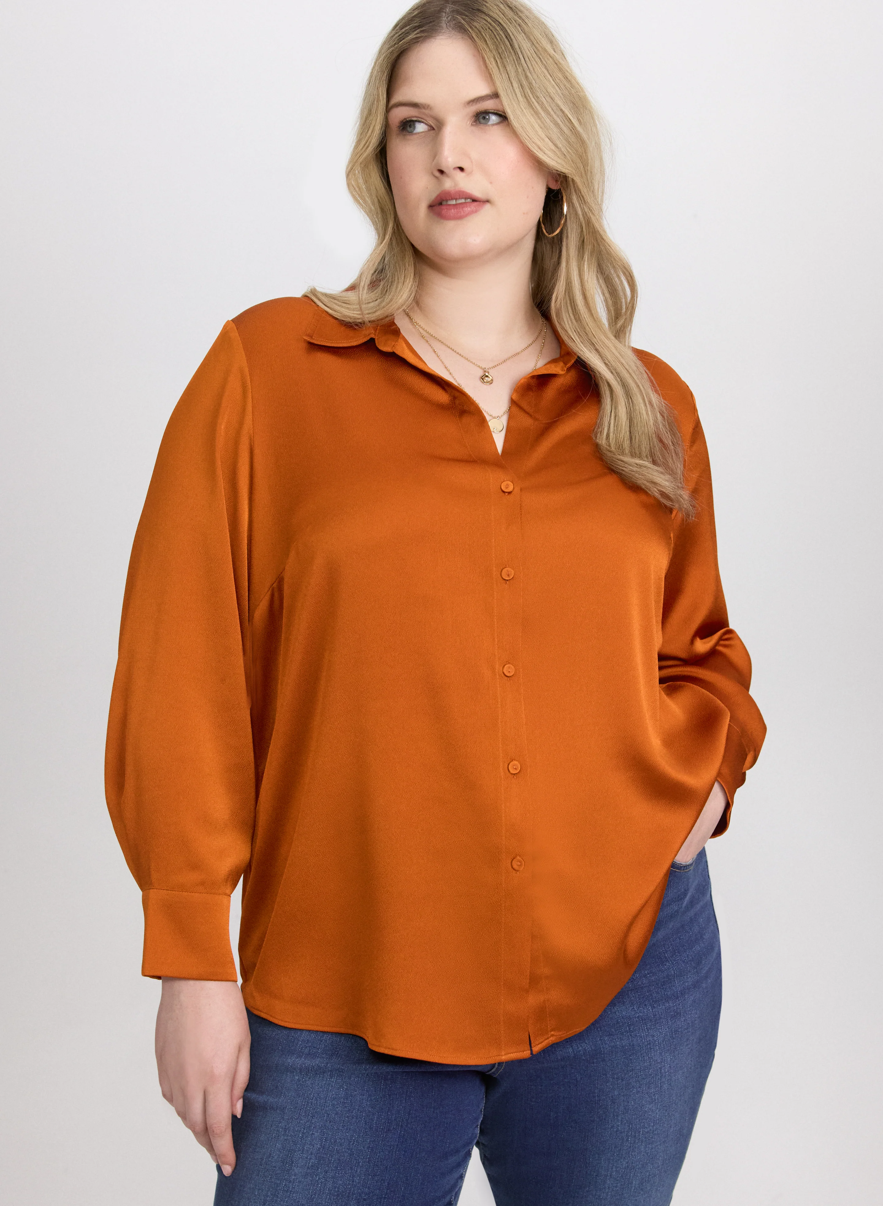 Satin Button-Down Blouse - Image 6