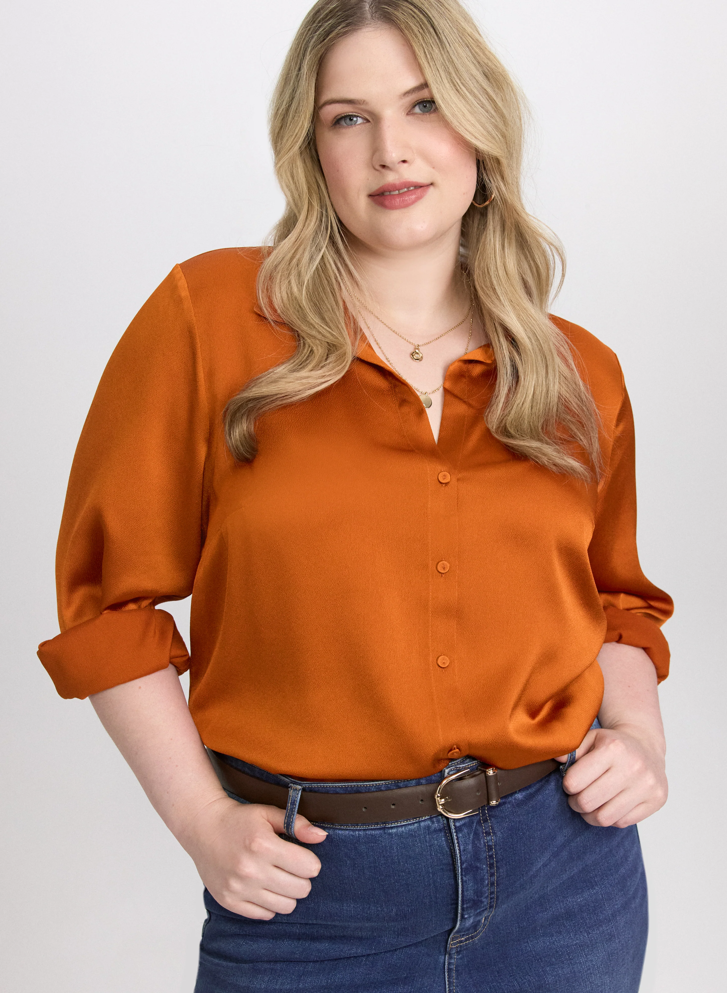 Satin Button-Down Blouse - Image 8