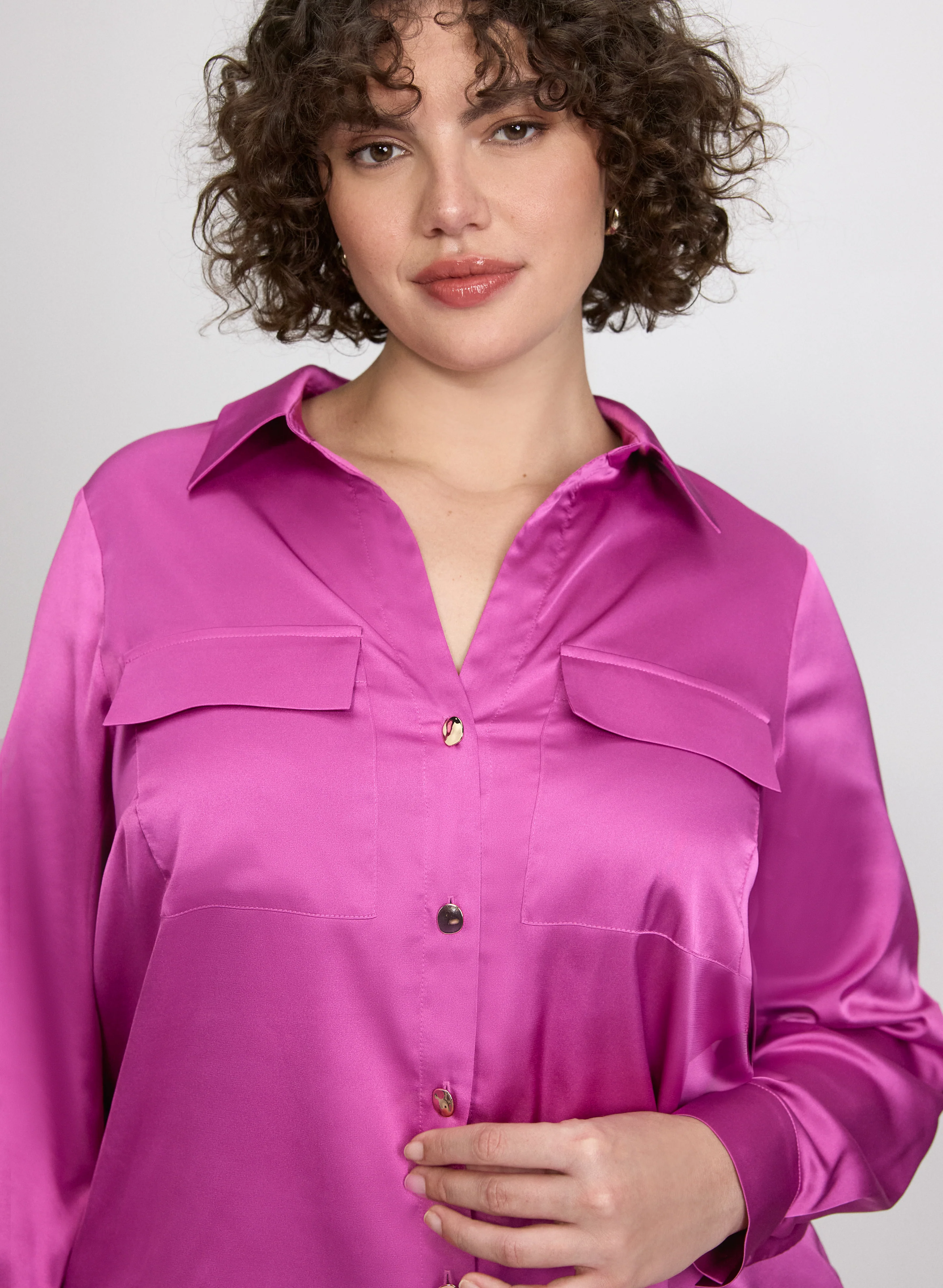 Satin Button-Down Blouse - Image 2