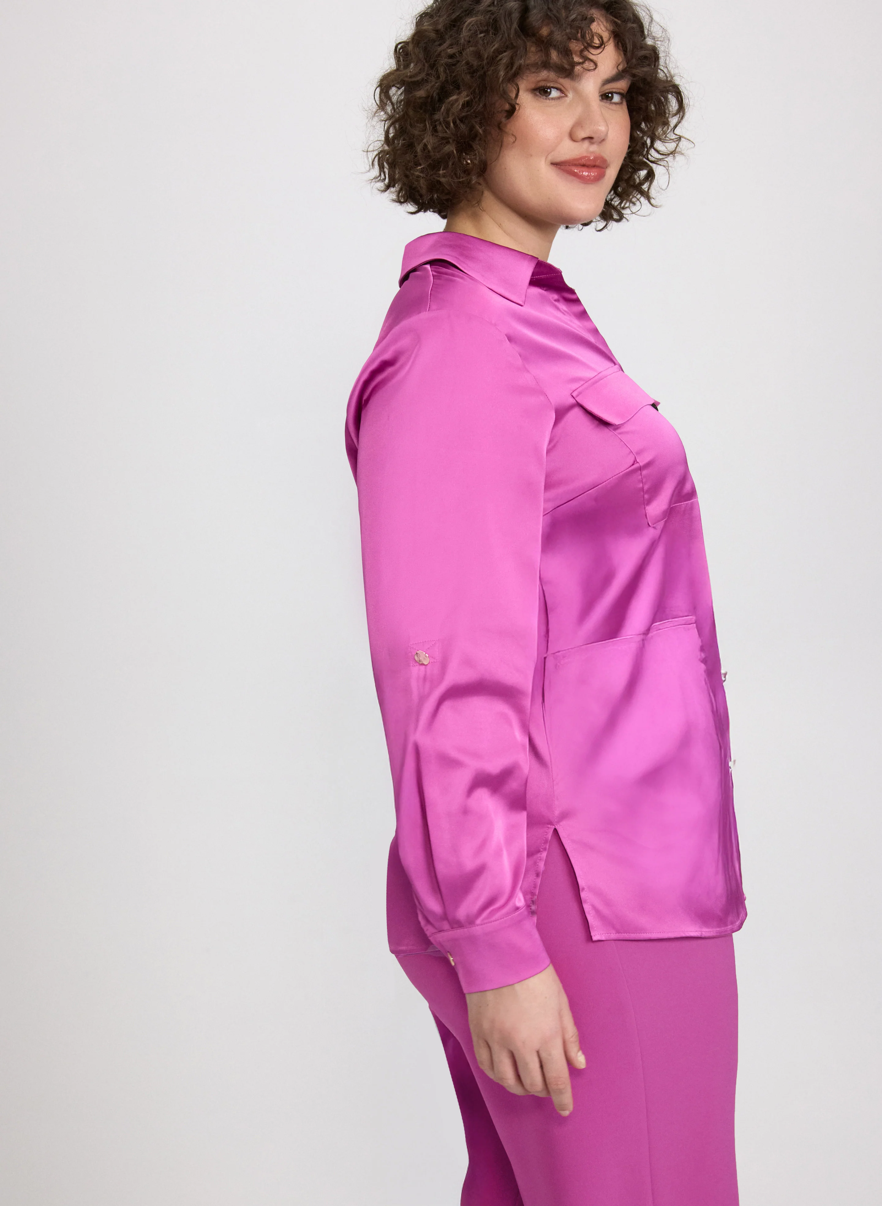 Satin Button-Down Blouse - Image 5