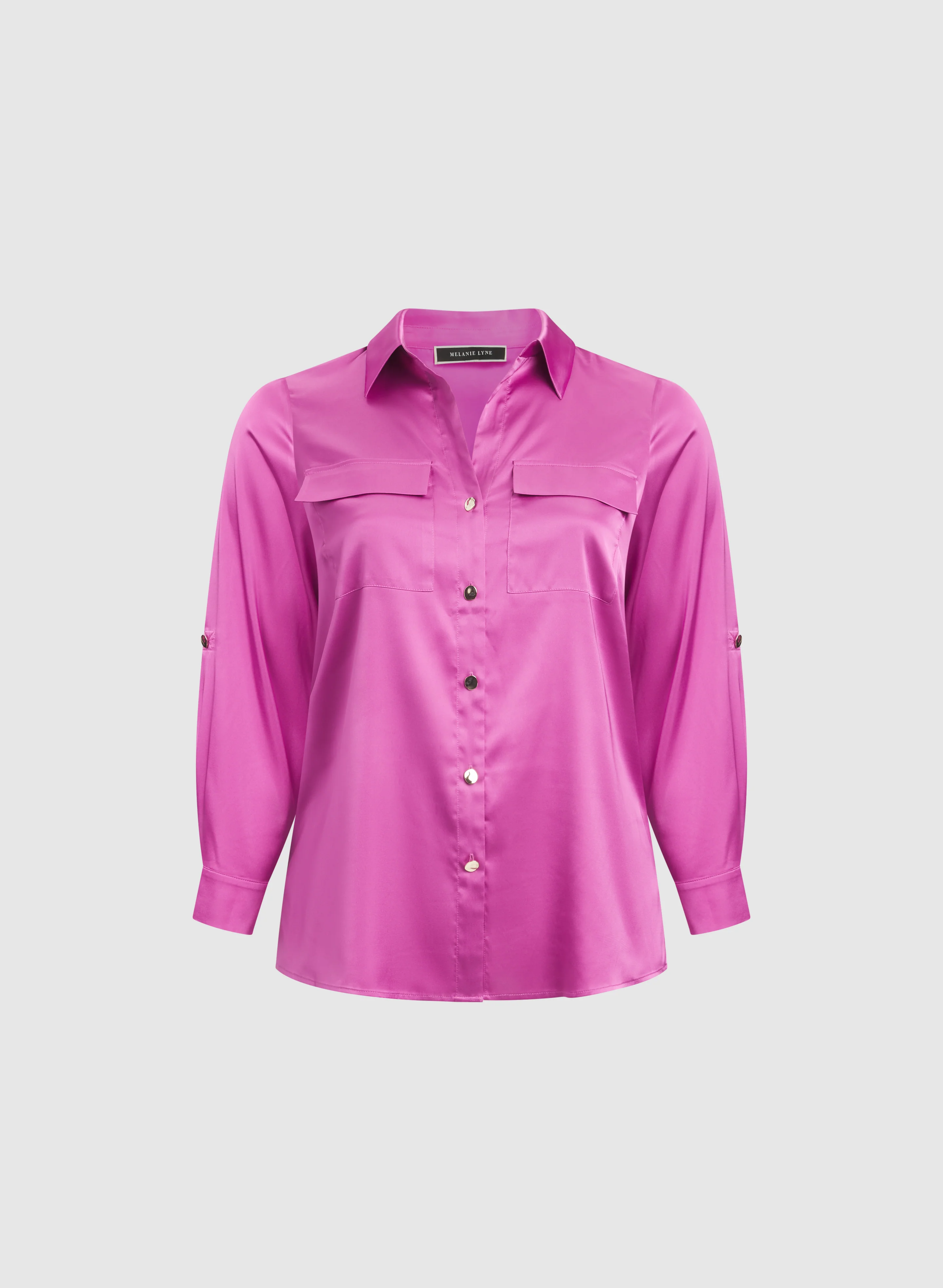Satin Button-Down Blouse - Image 7
