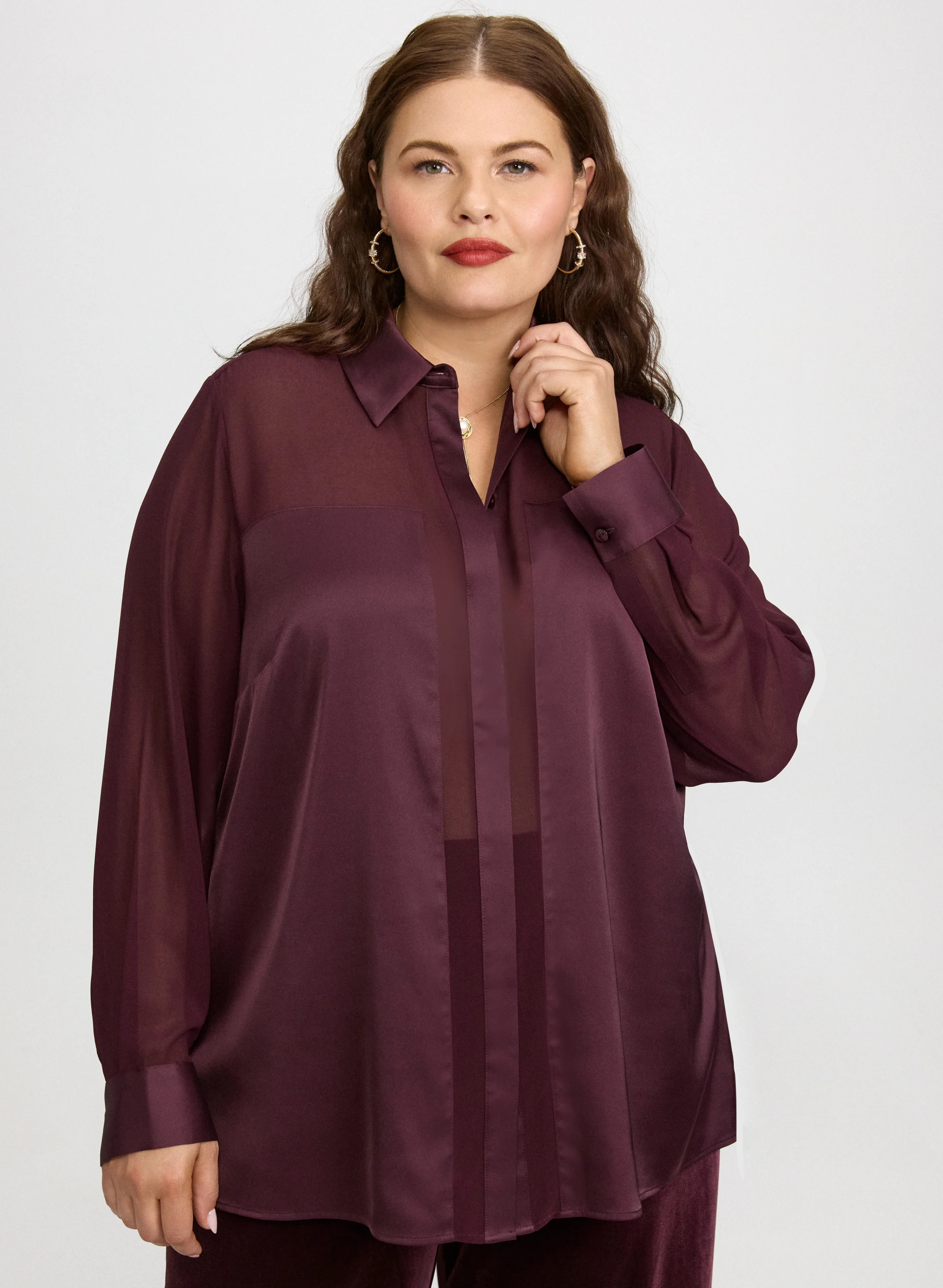 Satin & Chiffon Blouse - Image 5