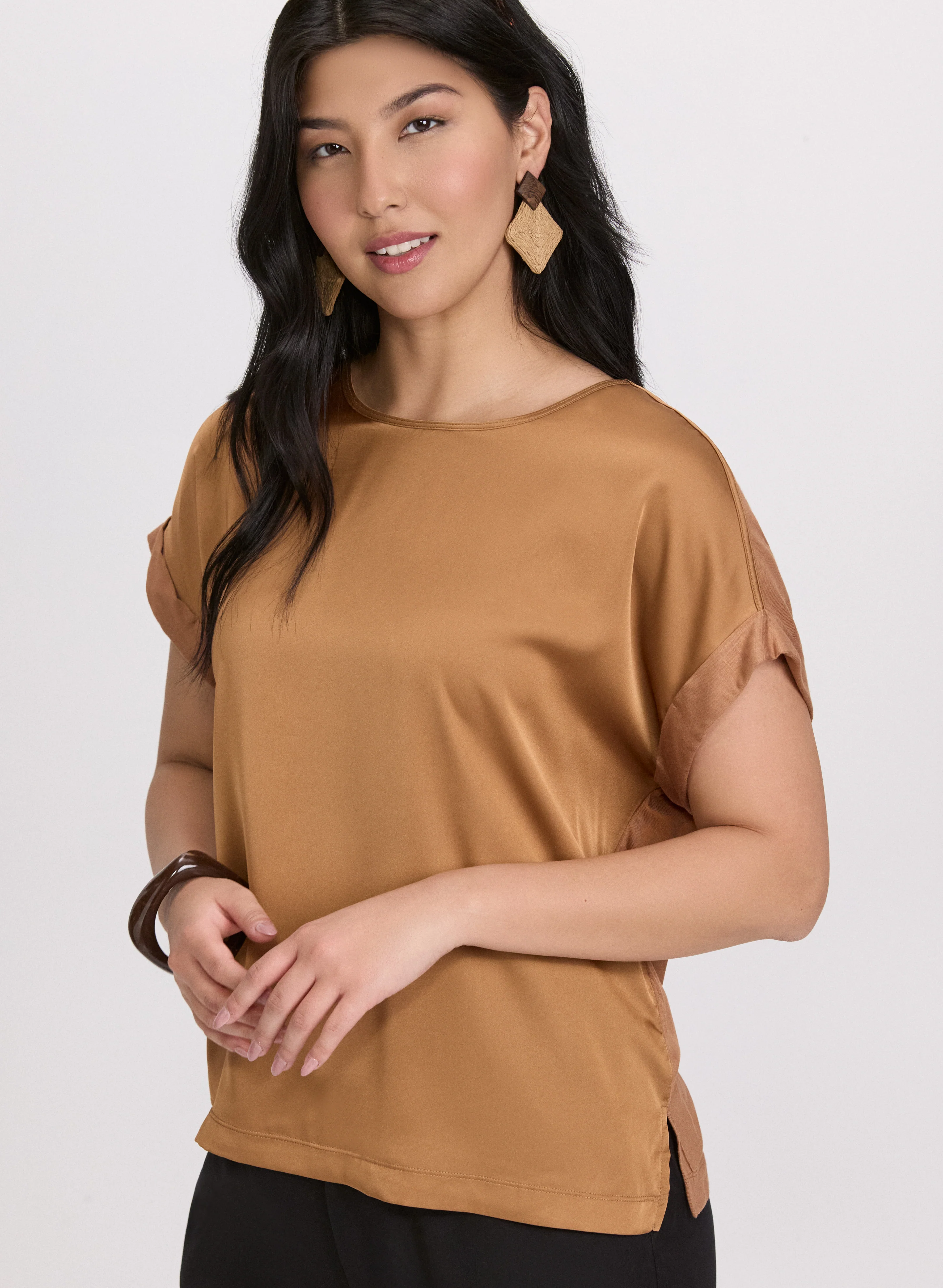 Satin Drop Shoulder Top - Image 2
