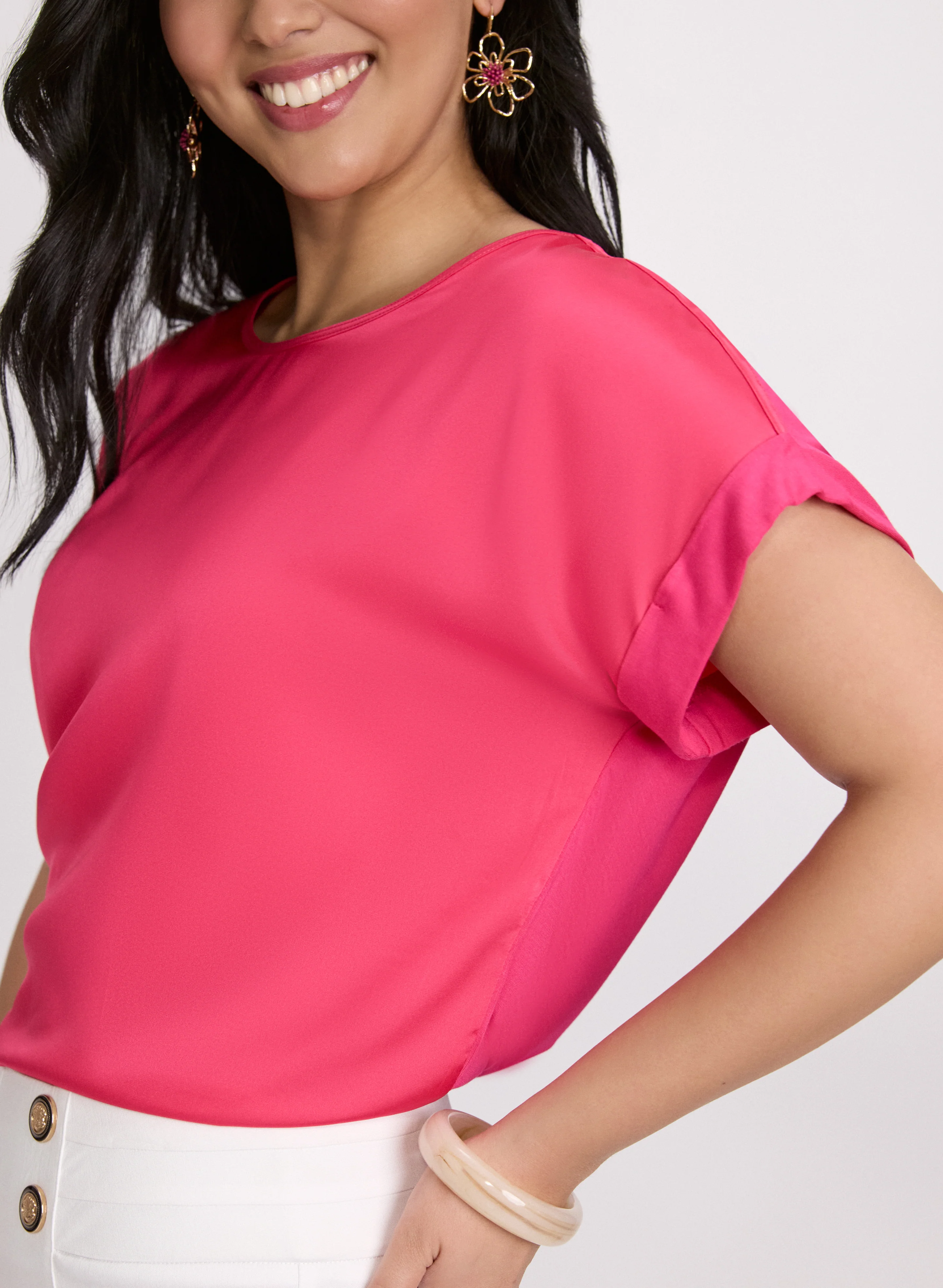 Satin Drop Shoulder Top - Image 5