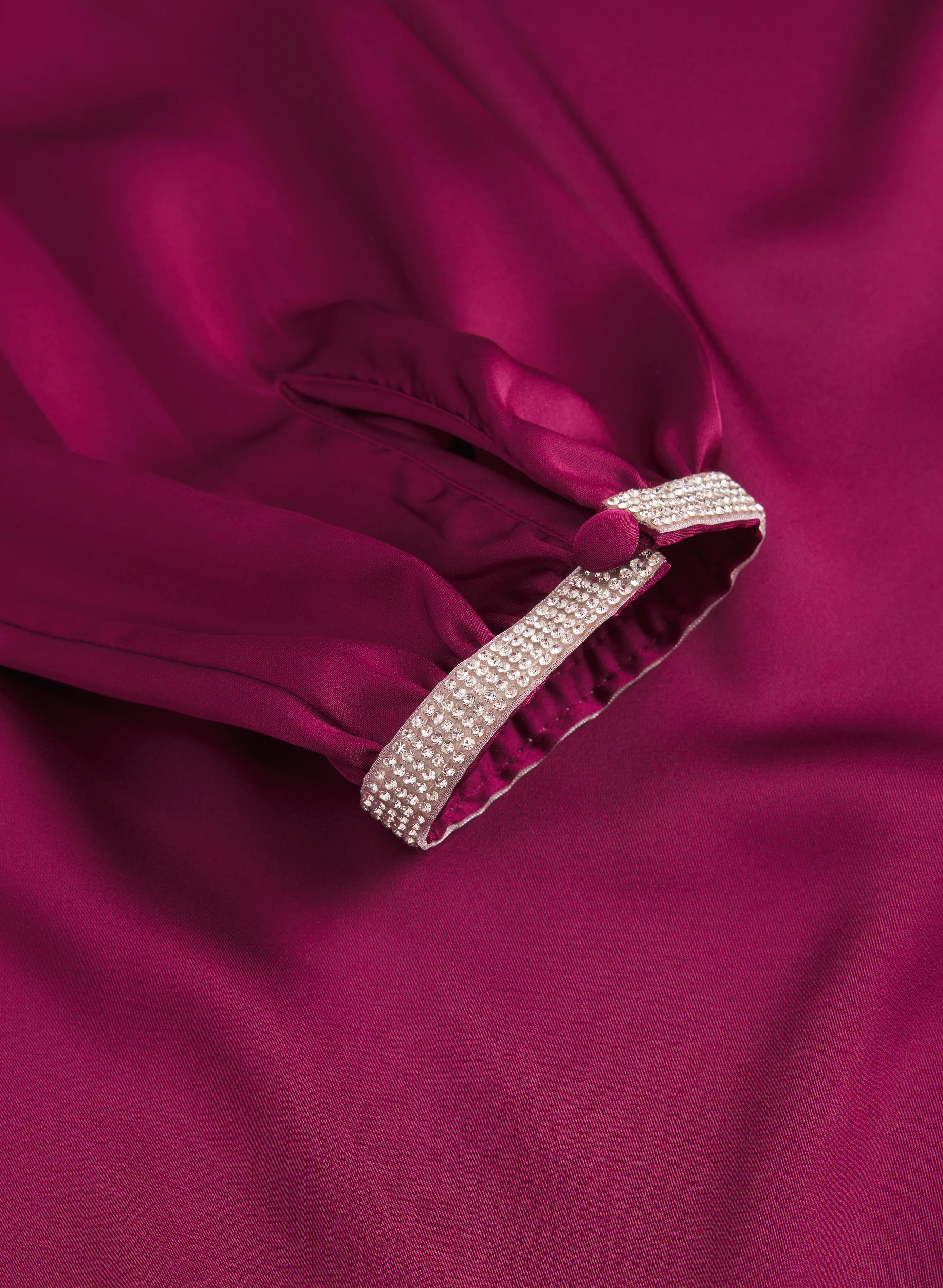 Satin Jeweled Trim Blouse - Image 7