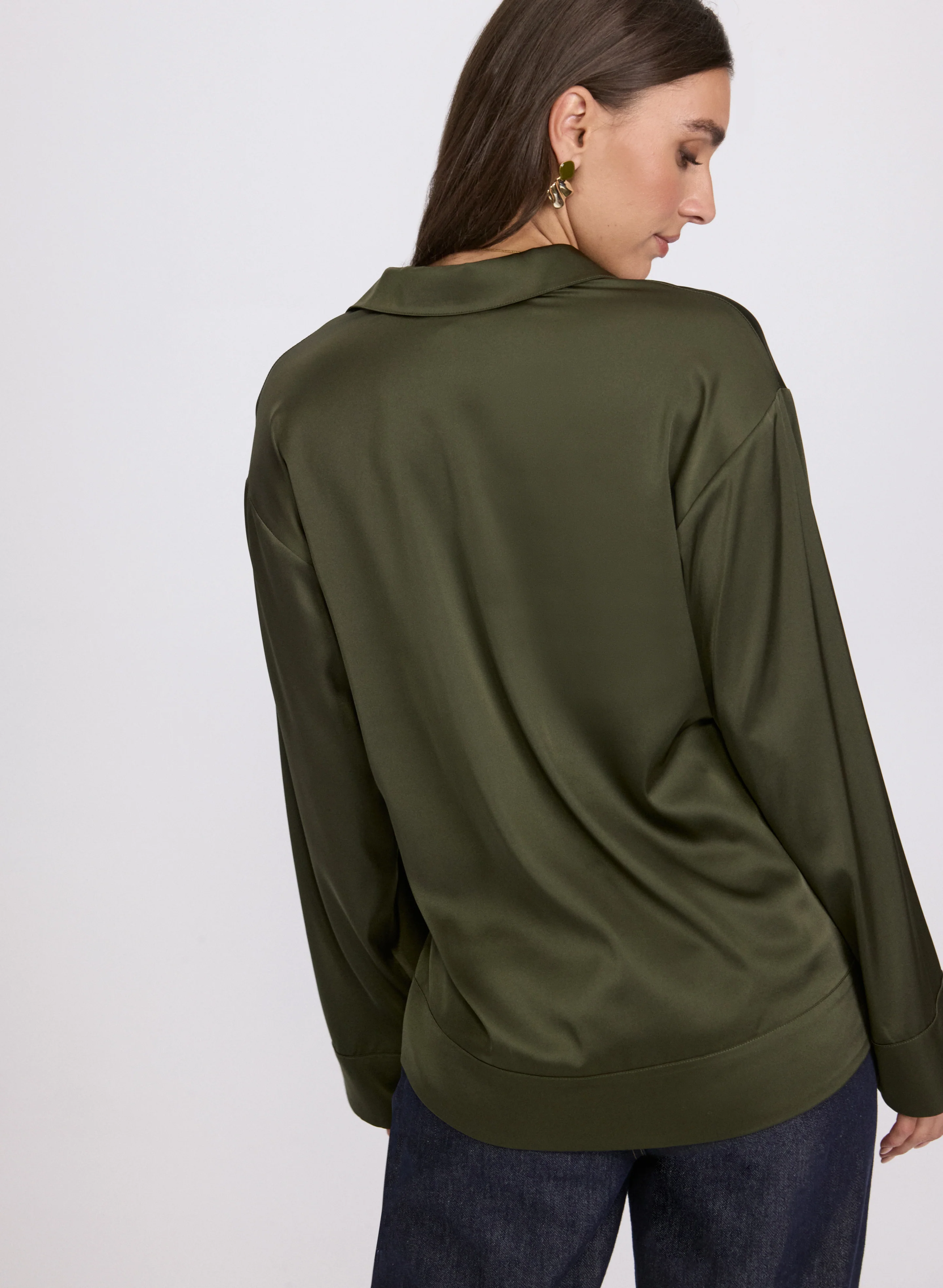 Satin Polo-Neck Blouse - Image 4